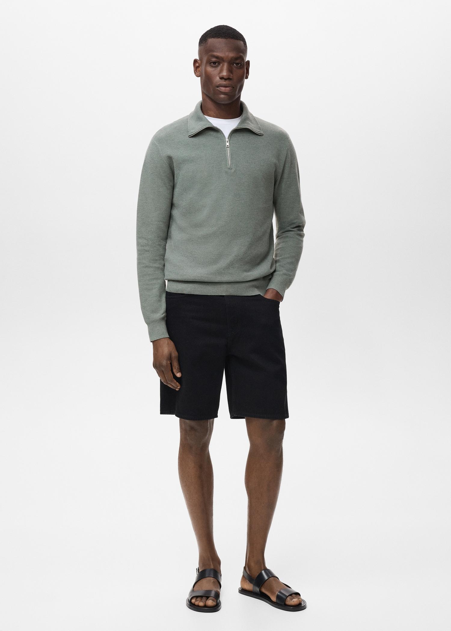 Microstructure sweater with zipper collar - Men | MANGO USA Product Image