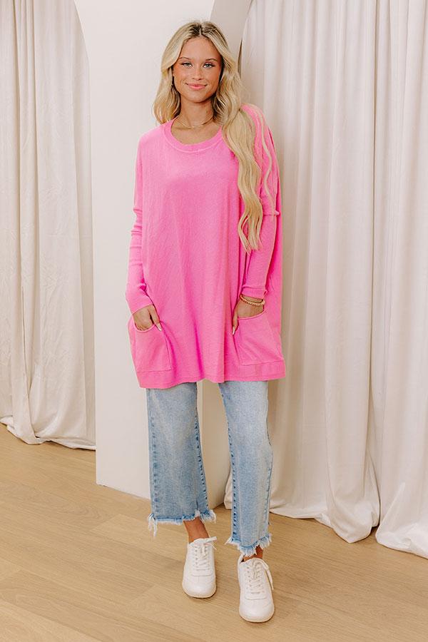 Always Cozy Sweater Top in Bubblegum Pink Product Image