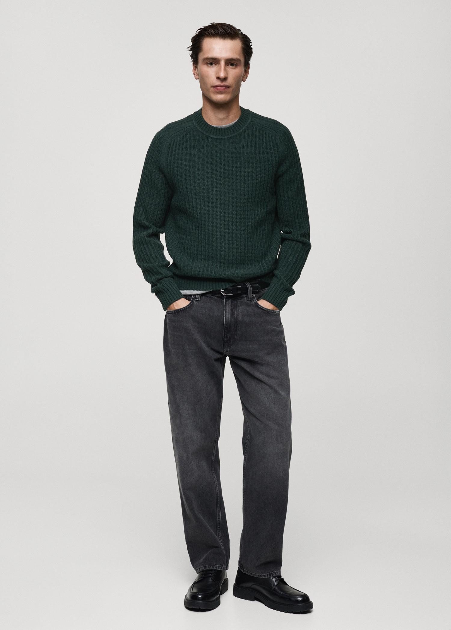 Wool-blend rib-knit sweater - Men | MANGO USA Product Image
