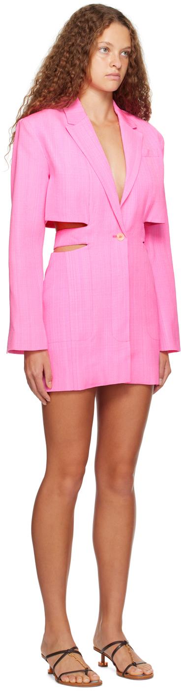 JACQUEMUS Bari Cutout Single-breasted Mini Blazer Dress In Pink Product Image