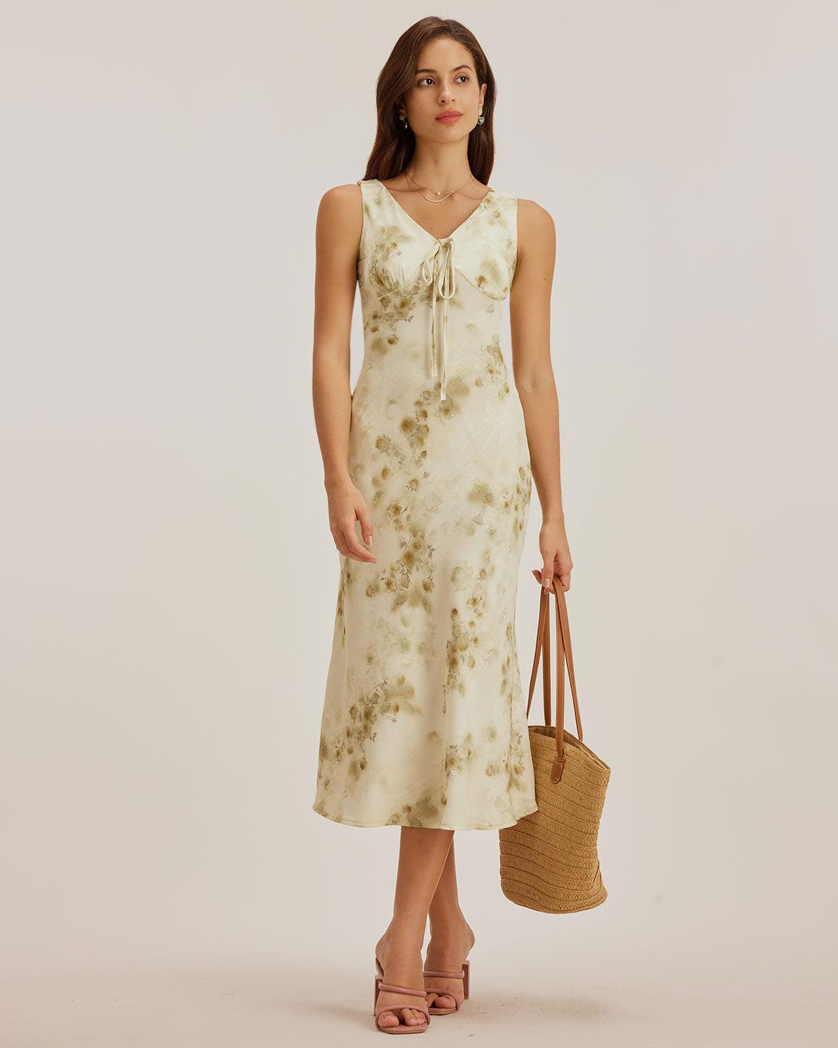 Green Floral Ruched Sleeveless Maxi Dress Product Image