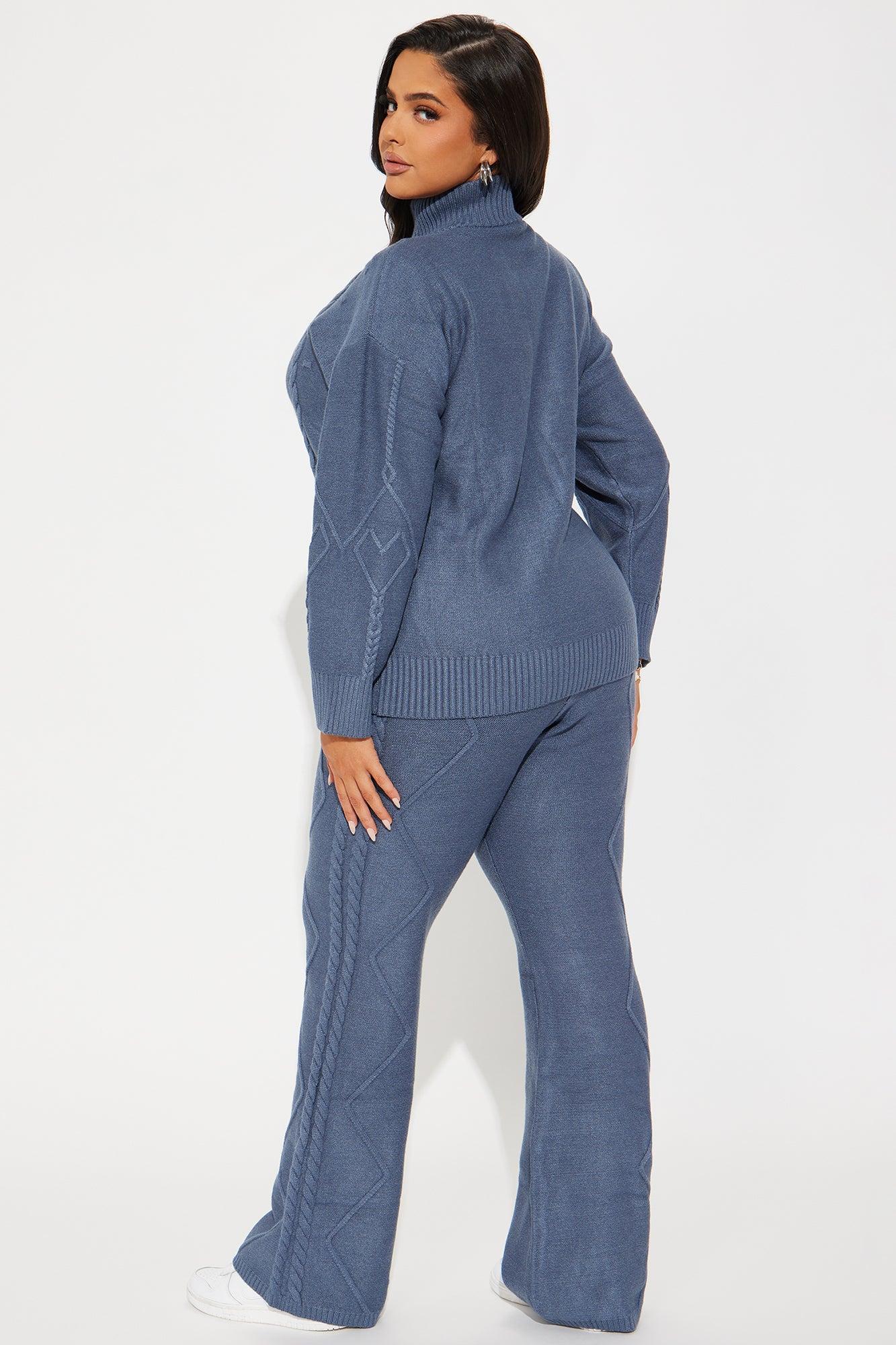 Cozy Up Sweater Pant Set - Denim Product Image