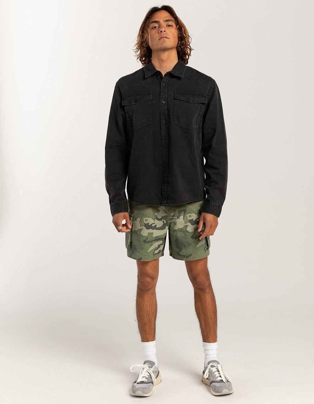 RSQ Mens Washed Twill Shirt - BLACK Product Image