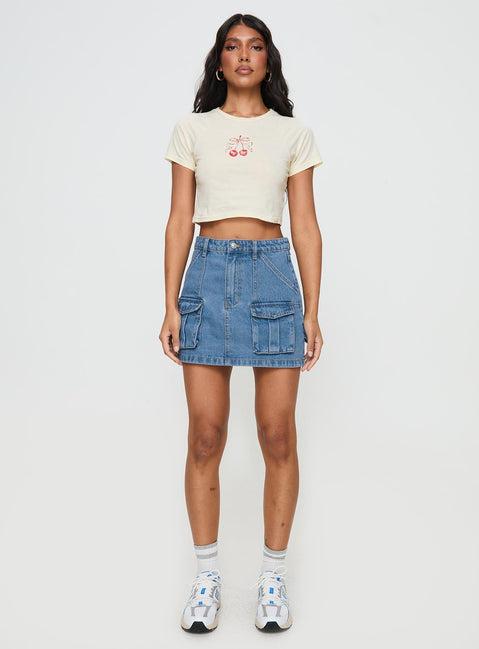 Chillders Denim Mini Skirt Mid Wash Tall Product Image
