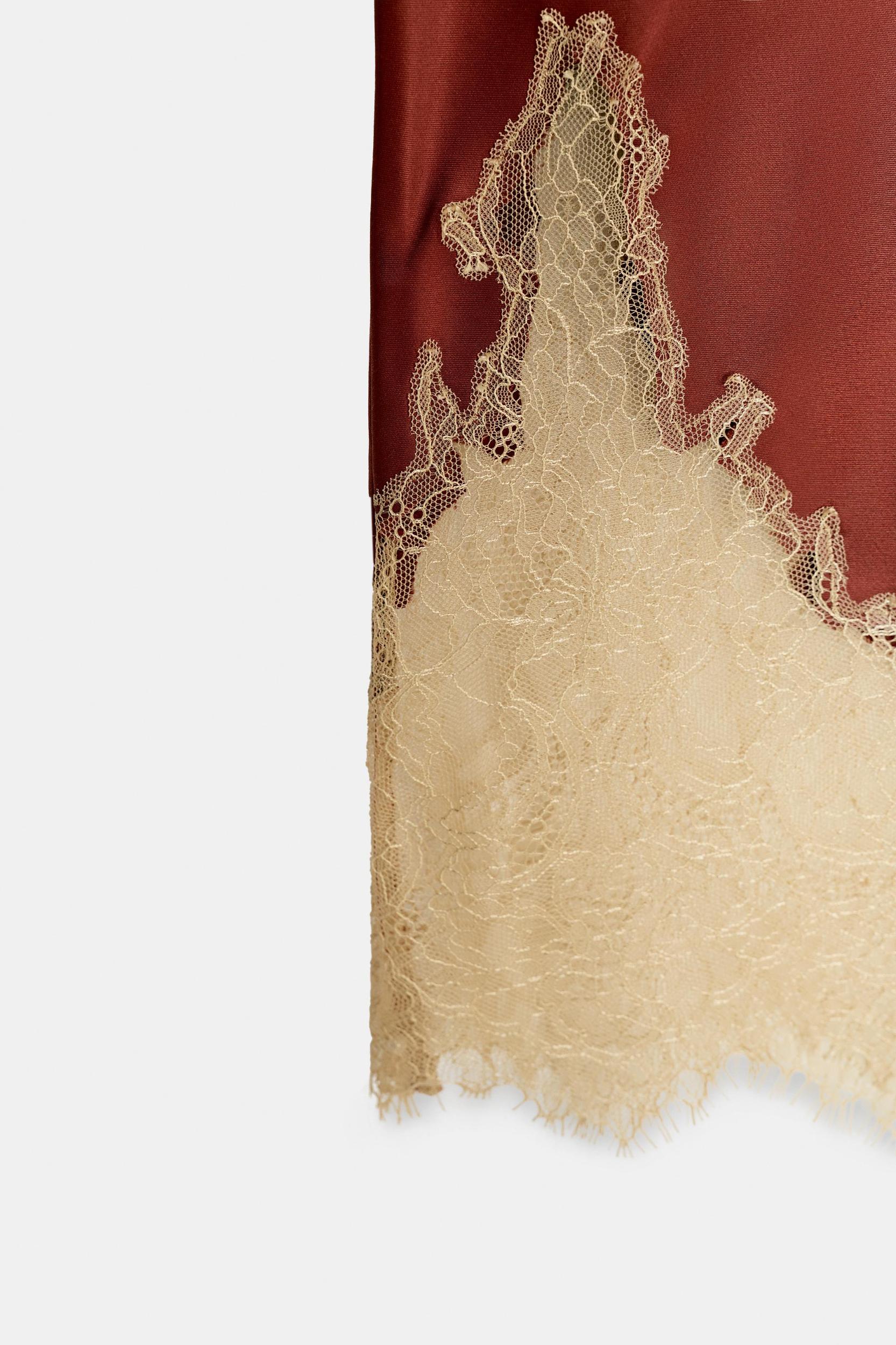 CONTRAST LACE SATIN SKIRT ZW COLLECTION Product Image