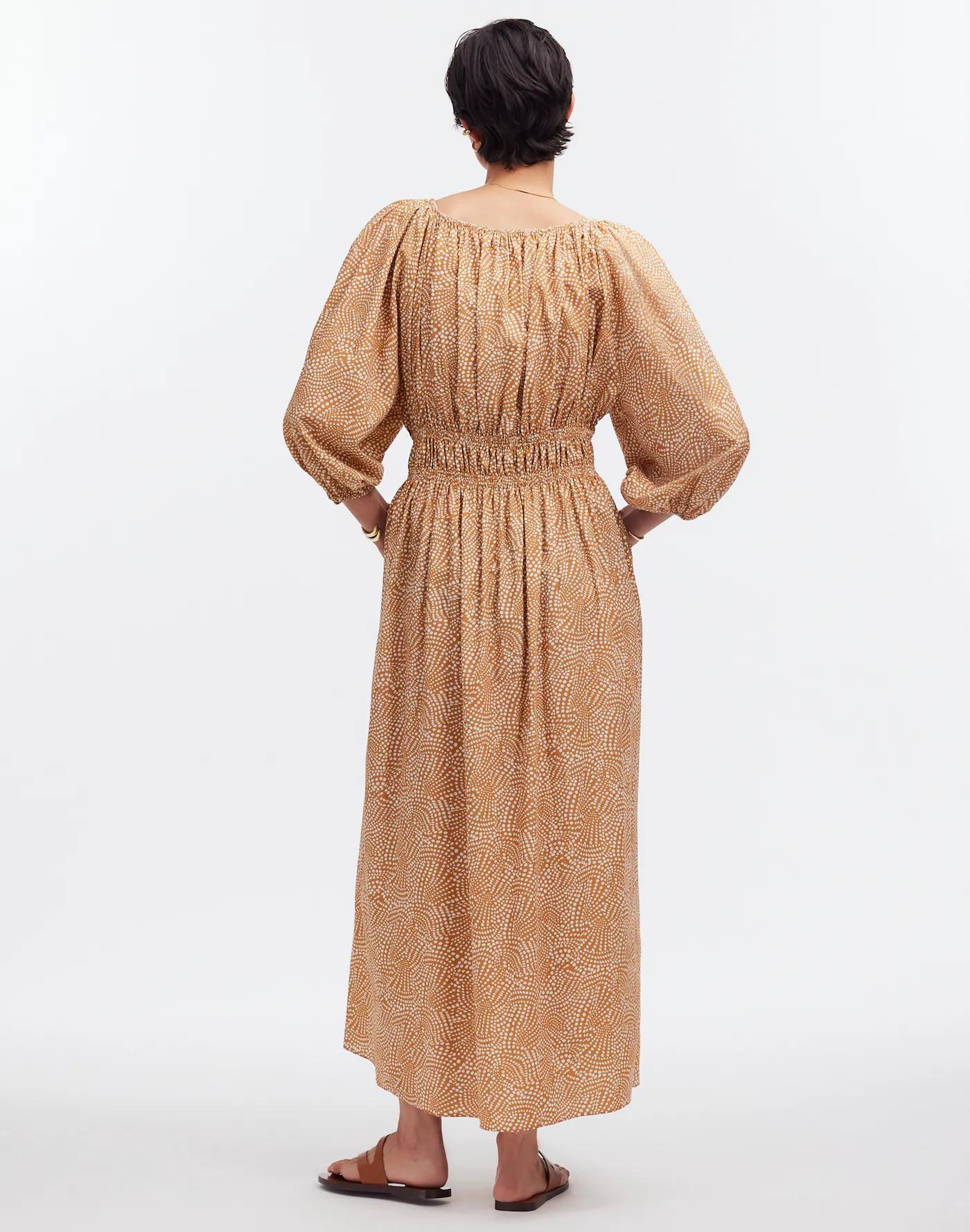 V-Neck Balloon-Sleeve Maxi Dress Product Image