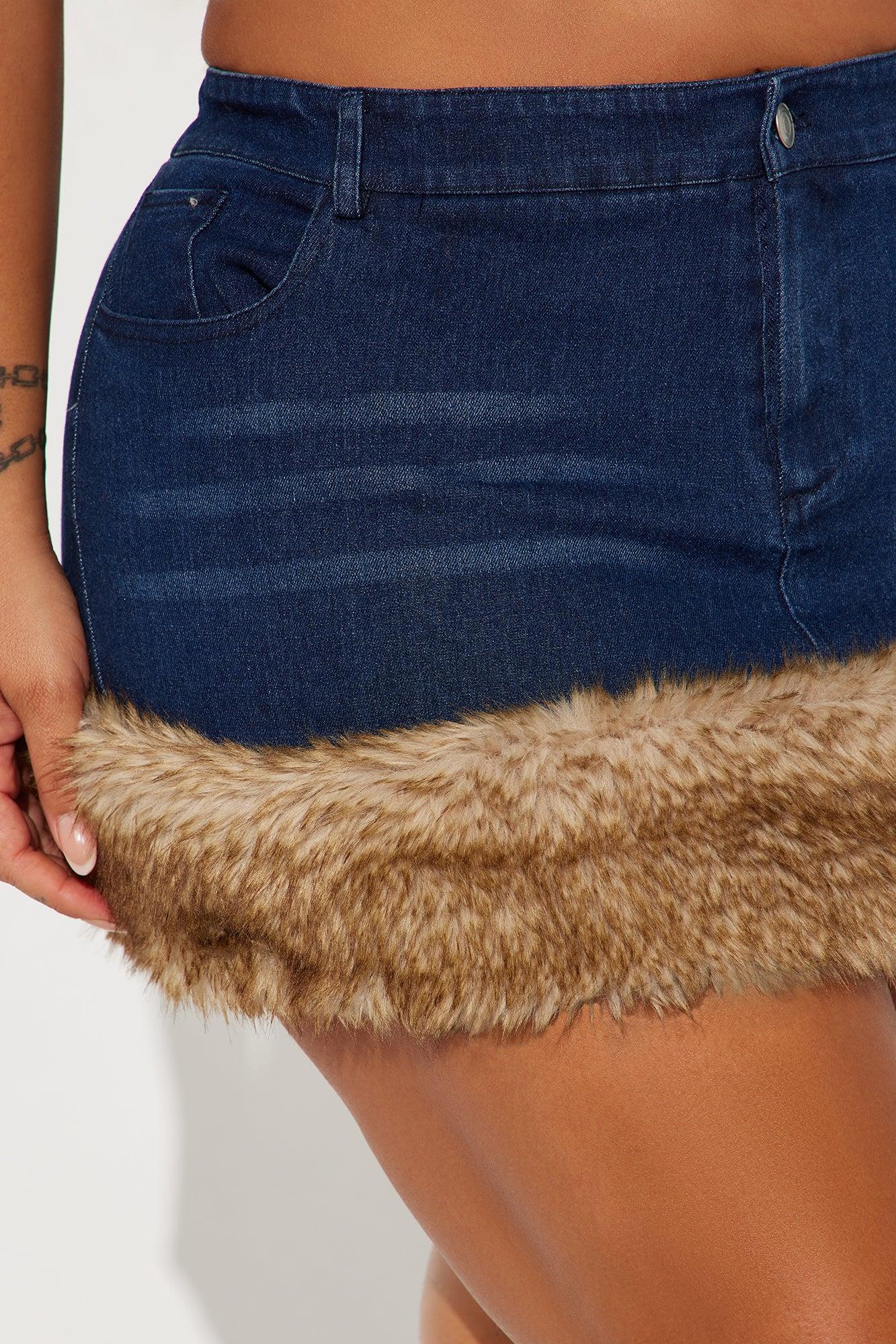 Fuzzy Feelings Denim Micro Mini Skirt - Dark Wash Product Image