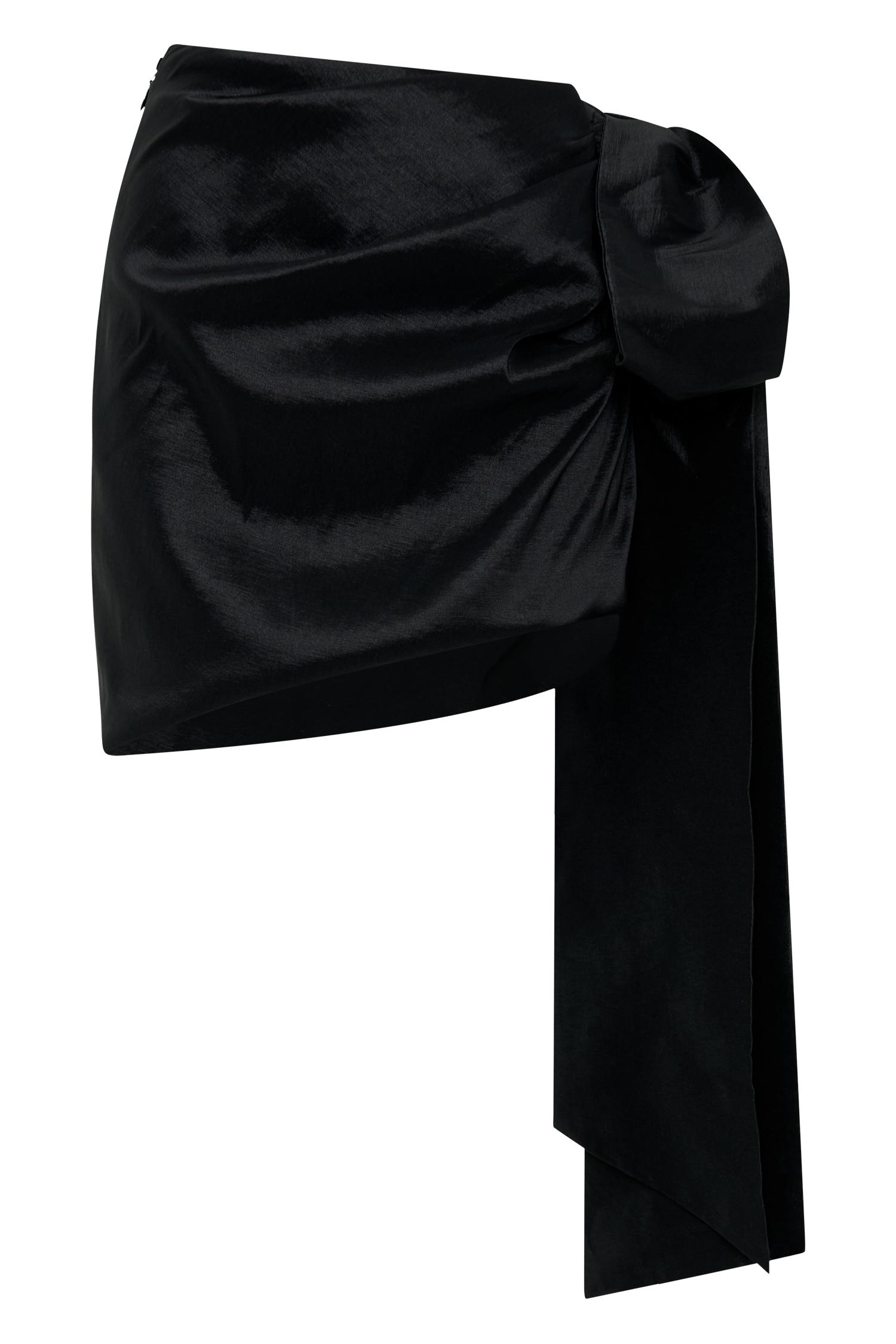 Becca Taffeta Mini Skirt With Tie - Black Product Image