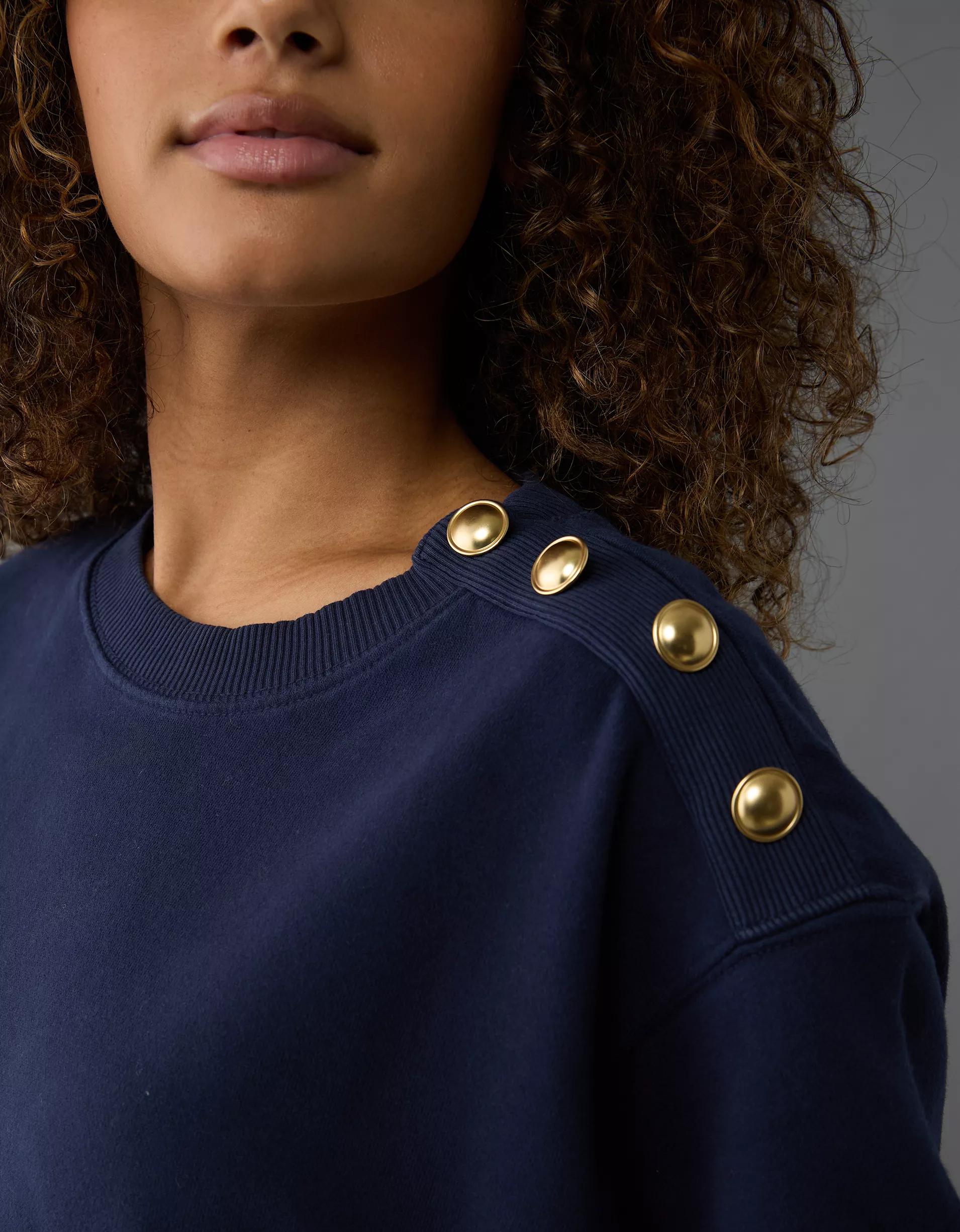 AE Button Shoulder Sweatshirt Product Image