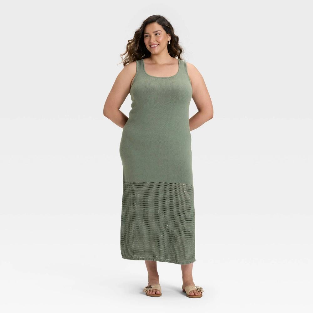 Women's Midi Sweater Dress - Universal Thread™ Green 4X Product Image