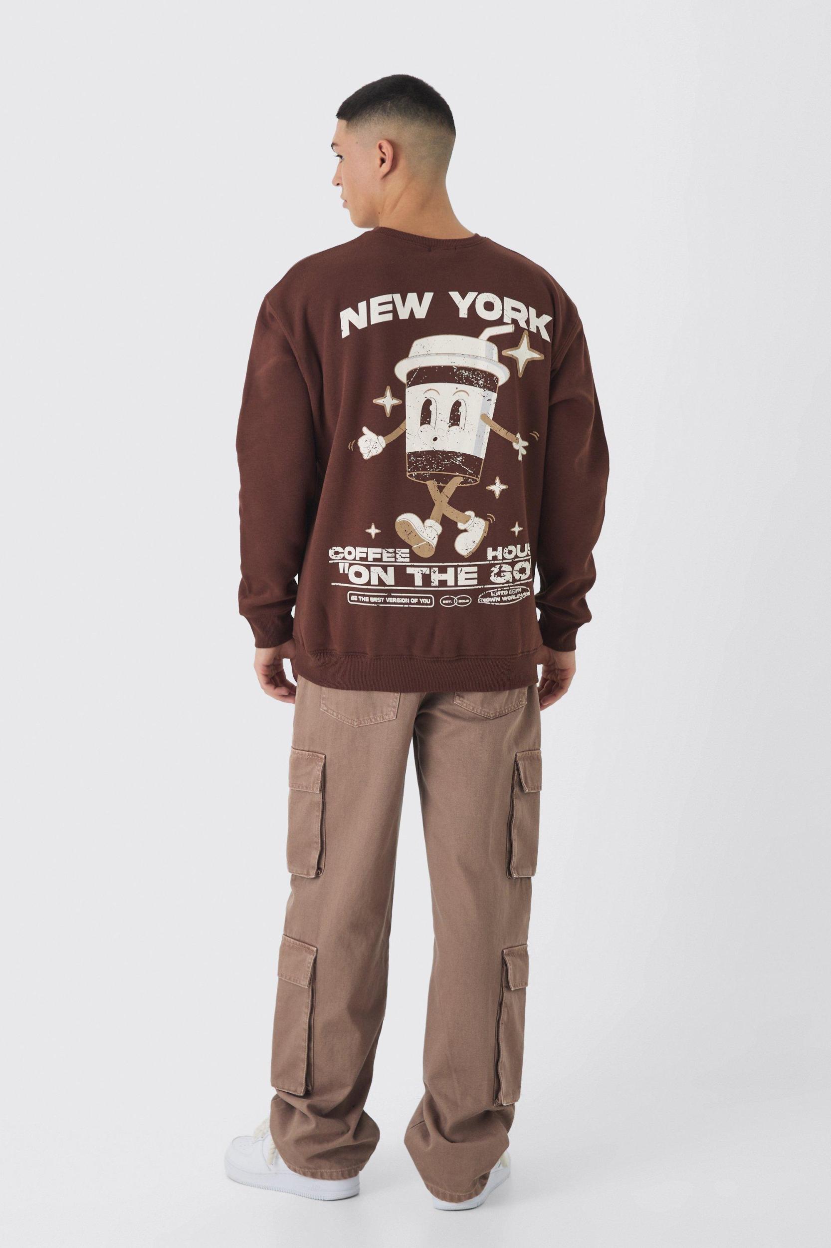 Oversized Coffee House Graphic Sweatshirt | boohooMAN USA Product Image