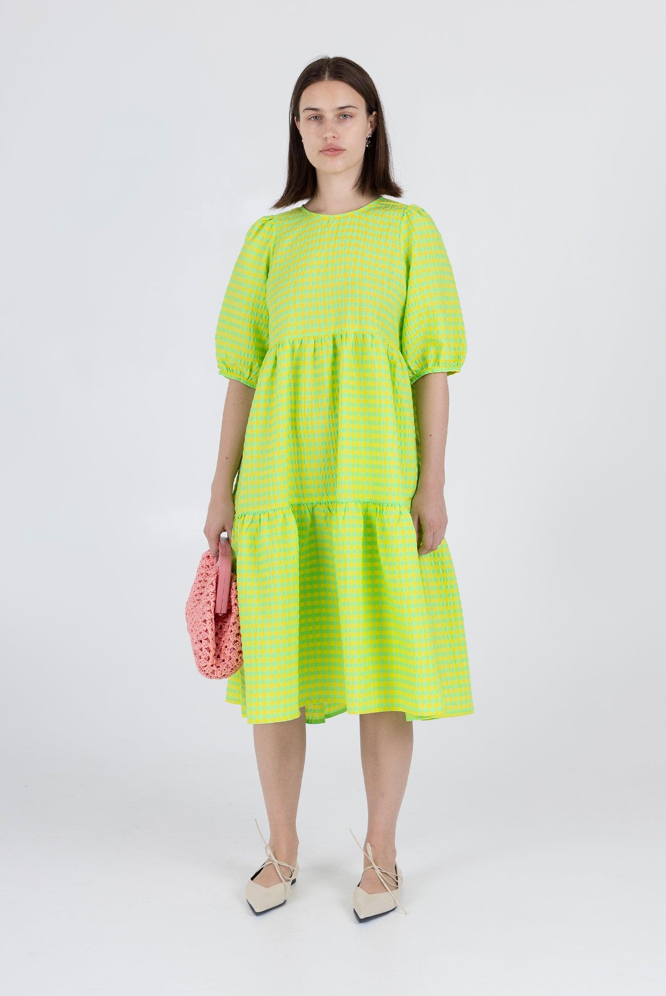 Rosemary Dress - Acid Apple Gingham Product Image