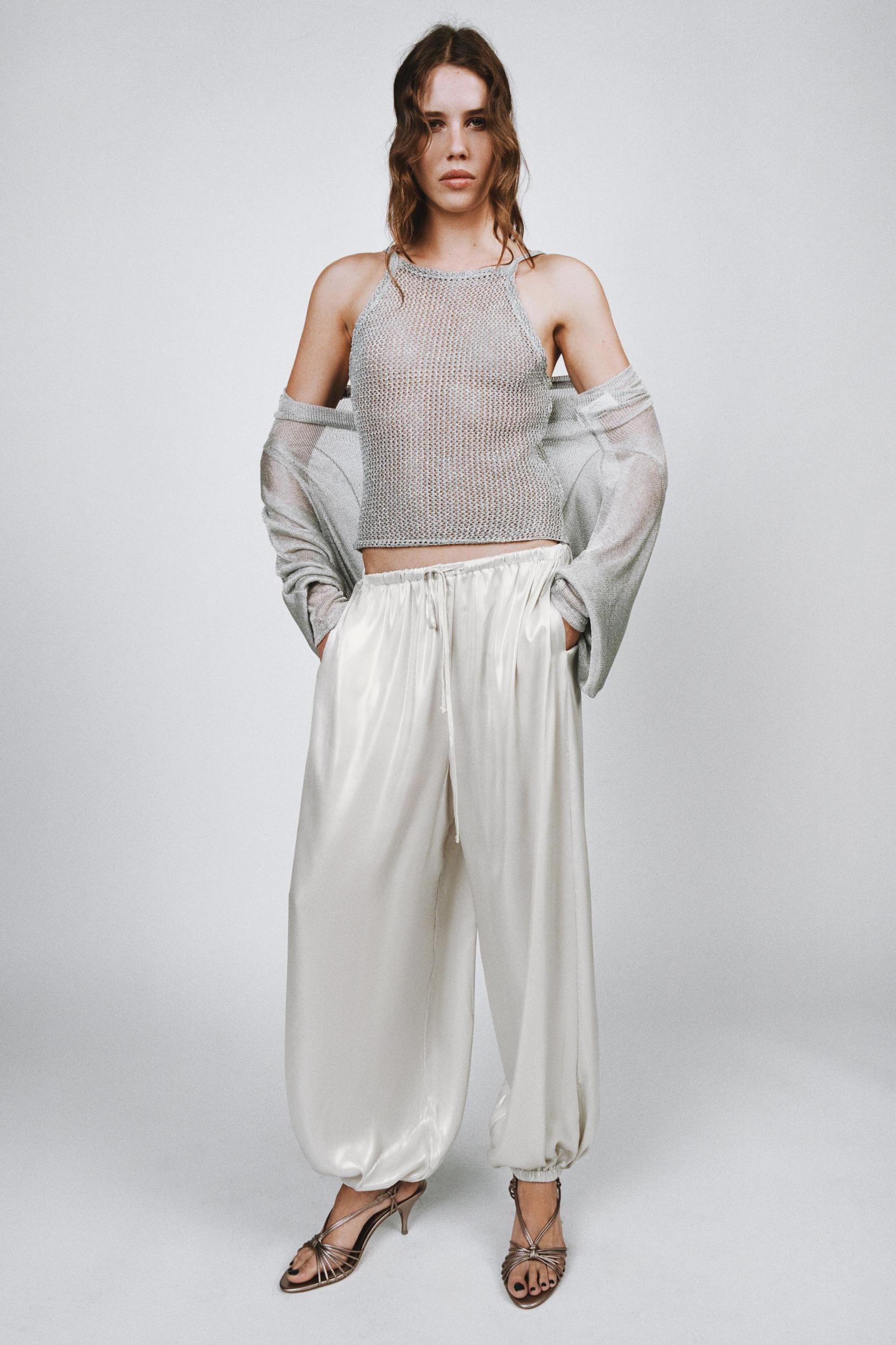 METALLIC THREAD CROCHET TOP Product Image