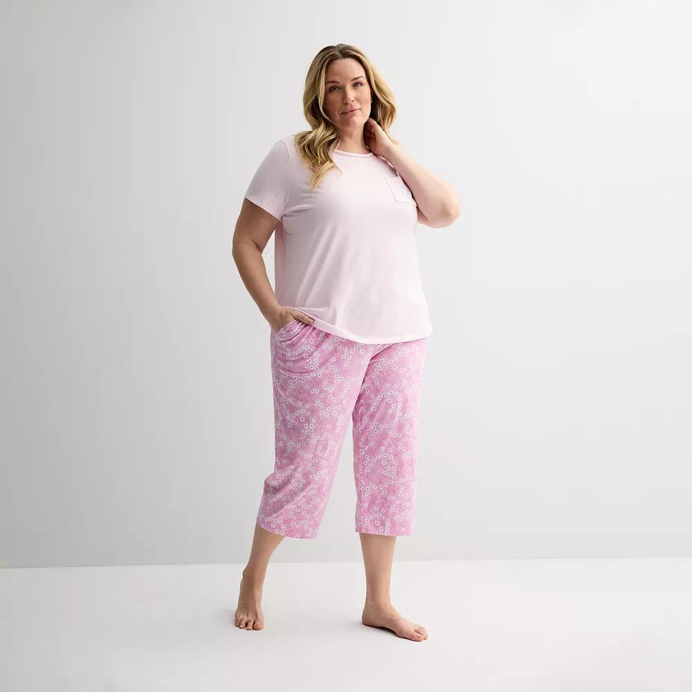 Plus Size Croft & Barrow® Mom's Day Pocket Sleep Set, Women's, Size: 3XL, Wild Daisies Pink Product Image