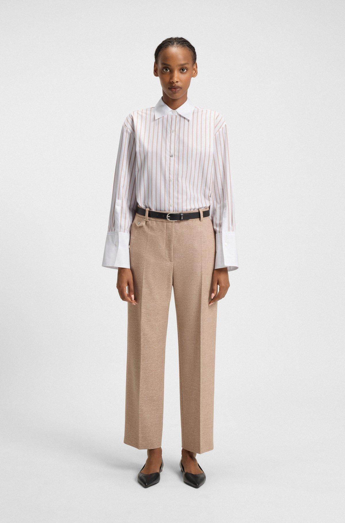 Striped blouse in cotton poplin with contrast trims Product Image