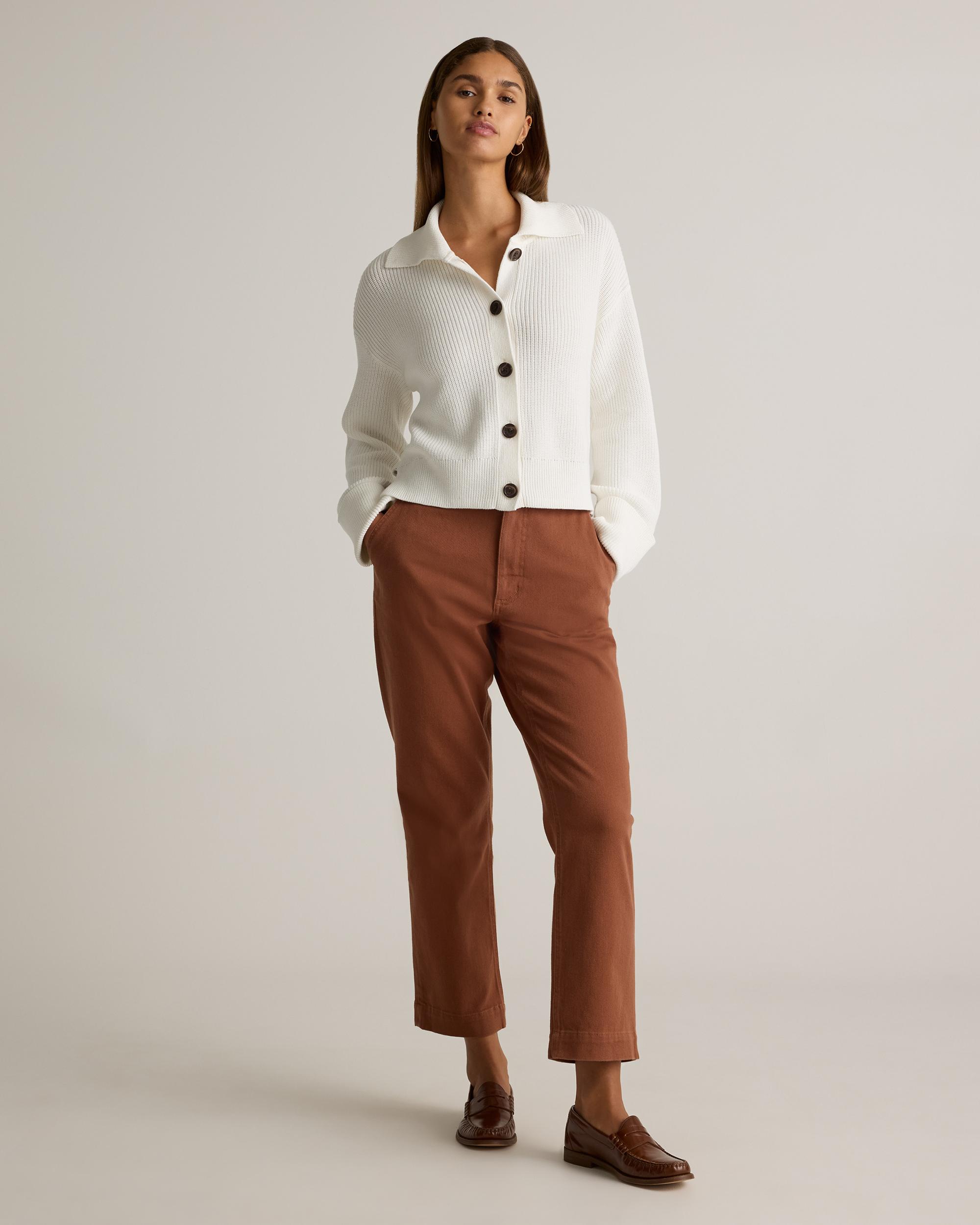 Quince | Women's Fisherman Collared Cardigan Sweater Organic Cotton Product Image