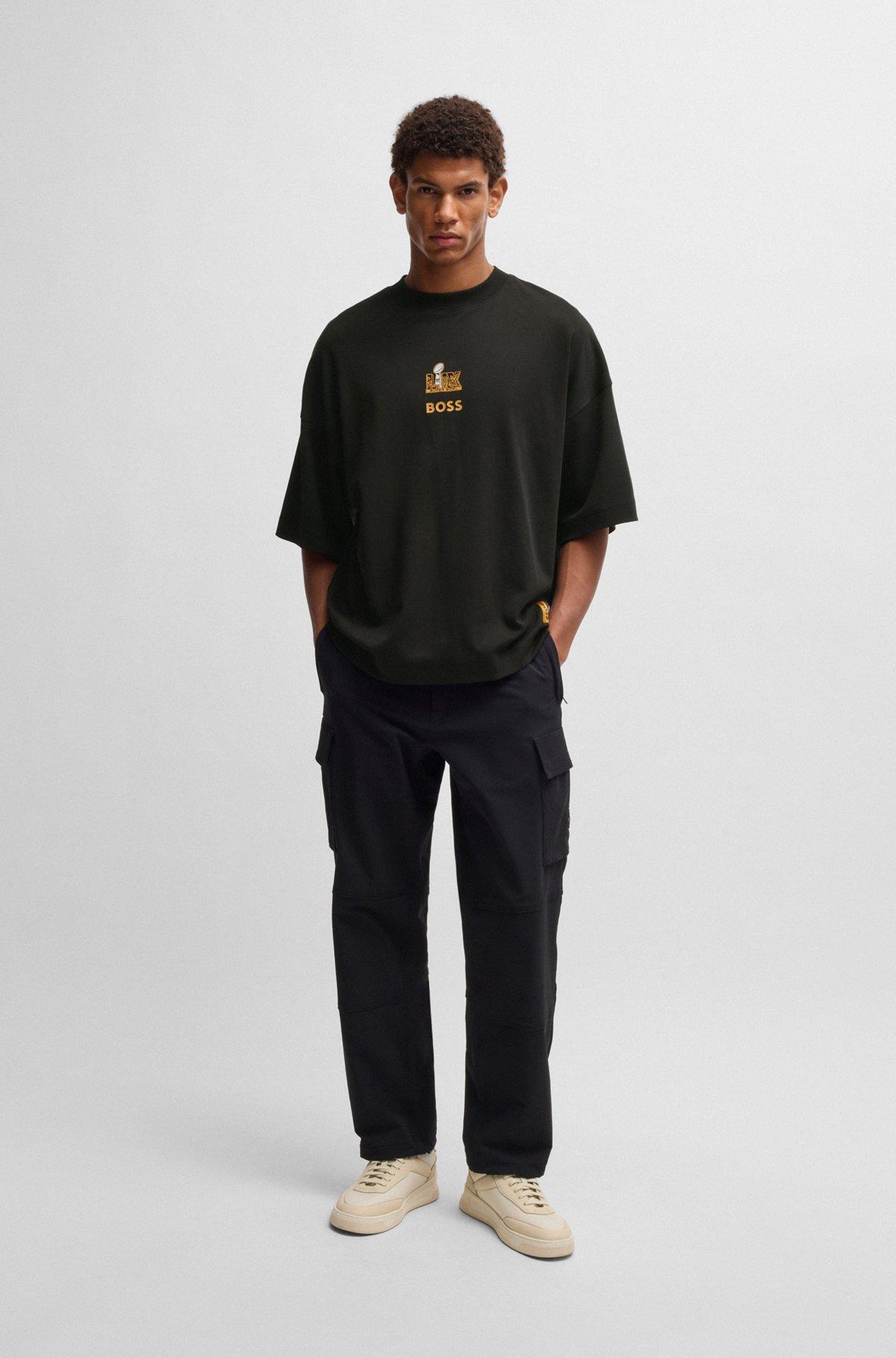 BOSS x NFL cotton T-shirt with gold-tone embroidery Product Image