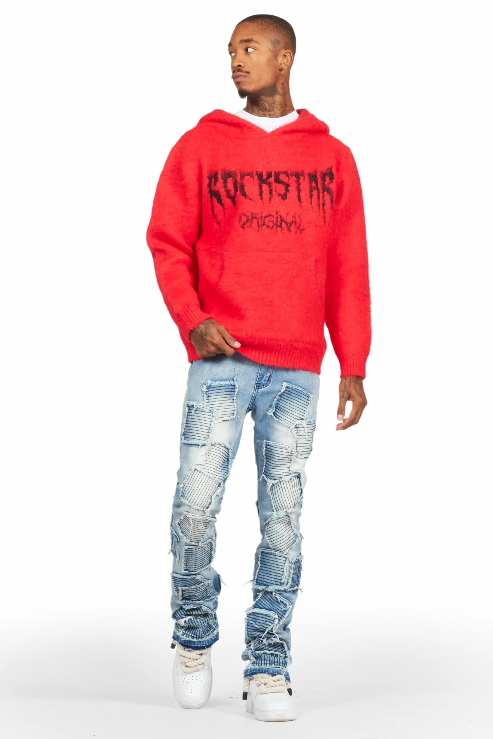 Andreas Red Graphic Knit Hoodie Female Product Image