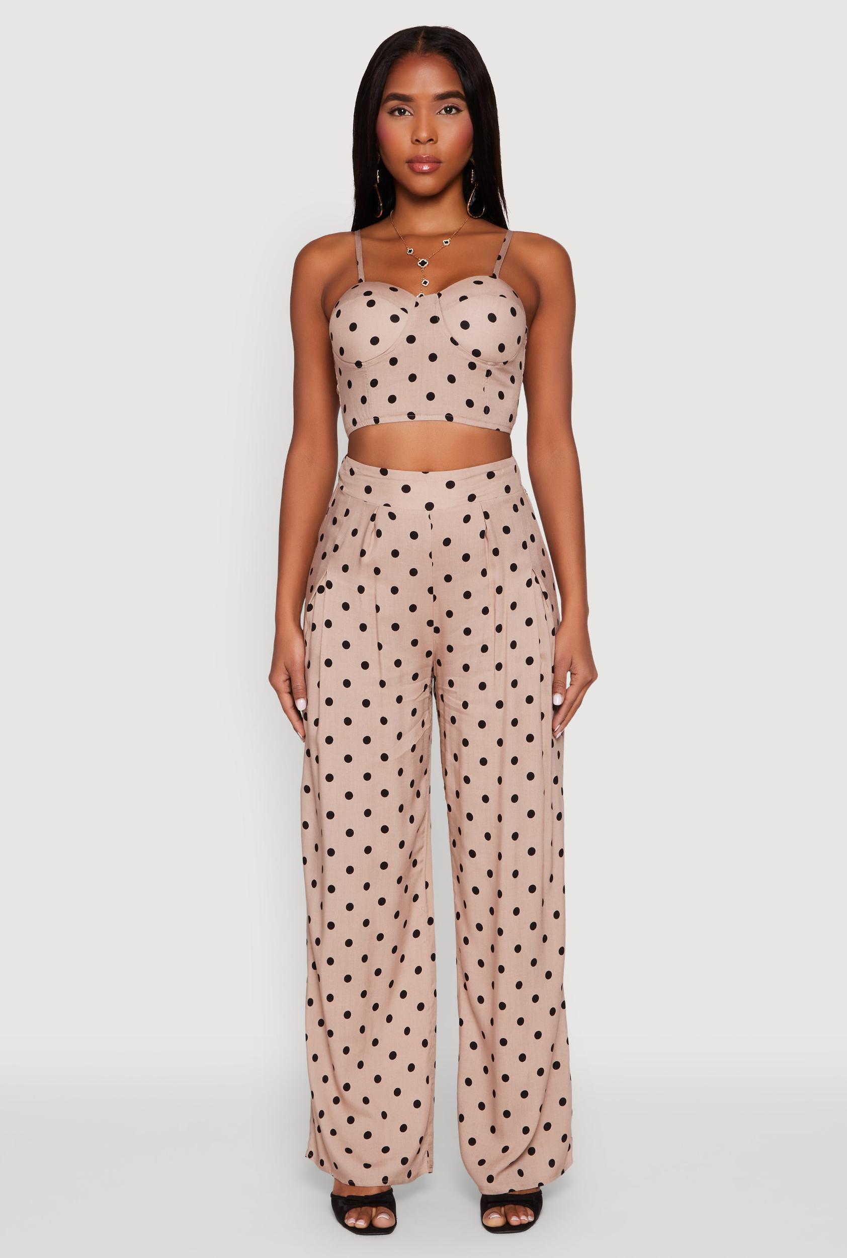 Womens High Waisted Polka Dot Palazzo Pants Product Image