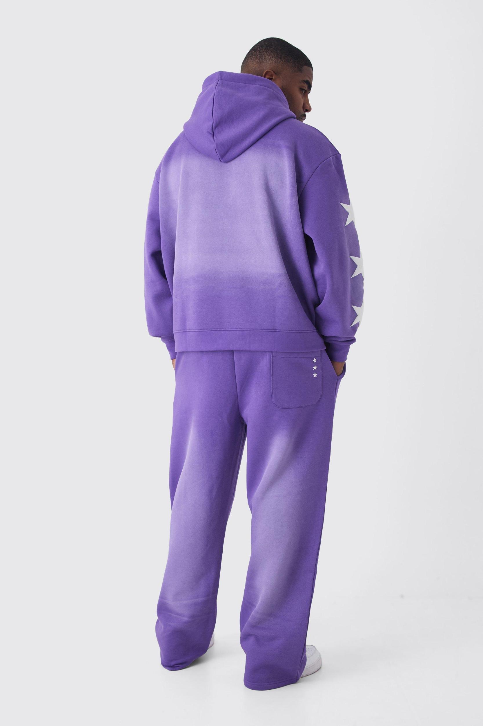 Relaxed Fit Puff Print Spray Wash Moto Sweatpants | boohooMAN USA Product Image