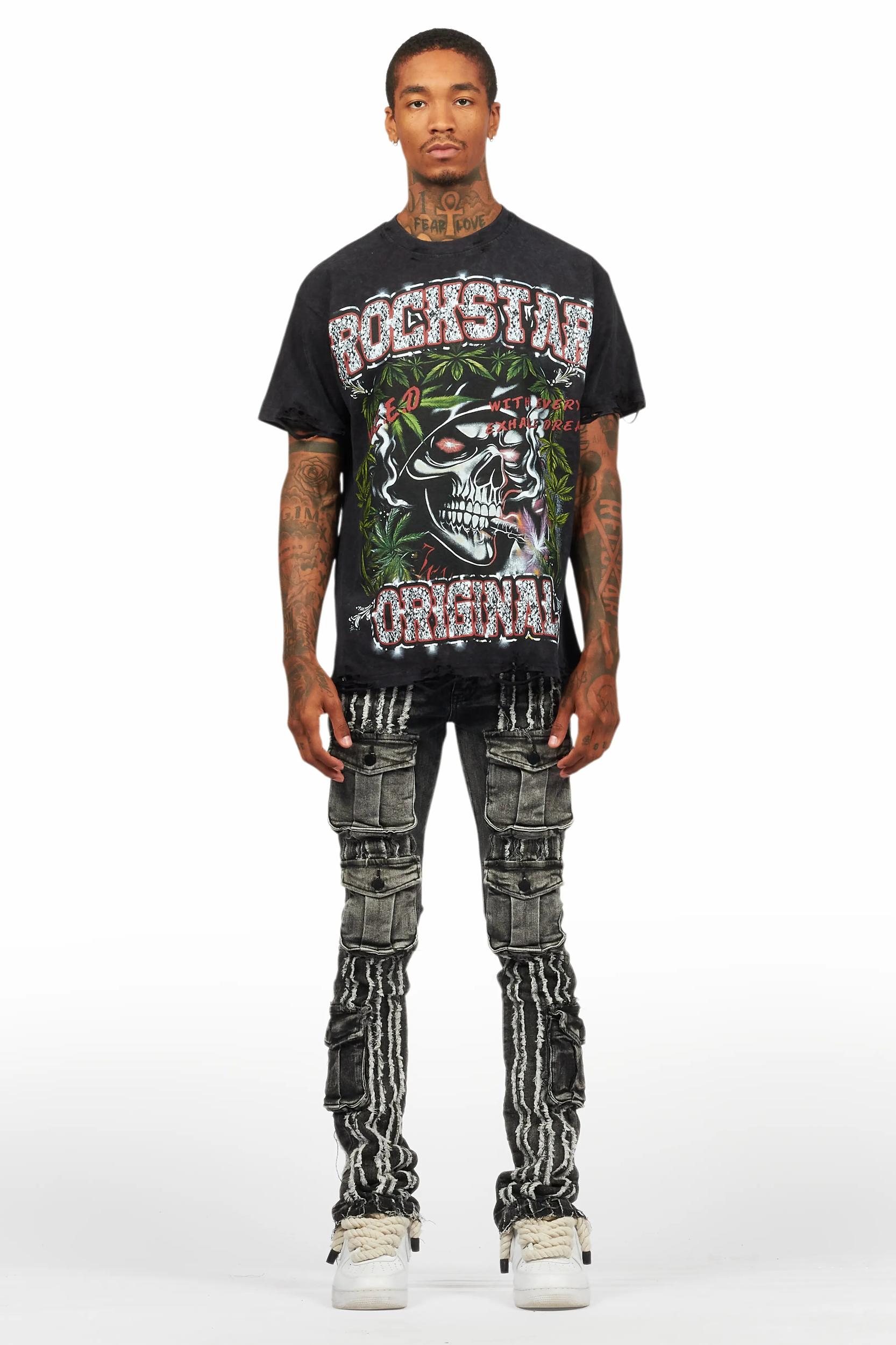 Hyzon Black Oversized Graphic T-Shirt Male Product Image