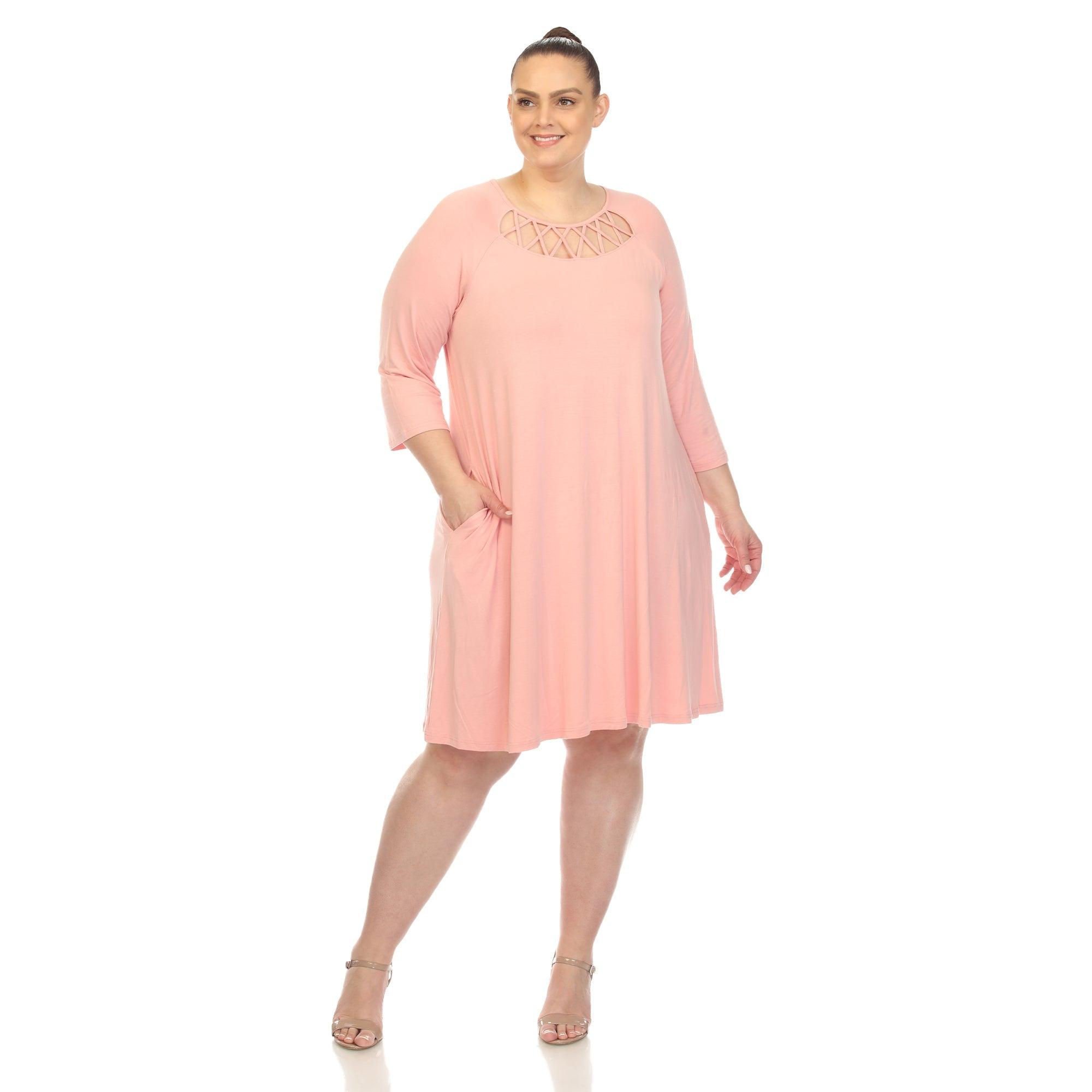 Criss Cross Neckline Swing Midi Dress - Plus Product Image