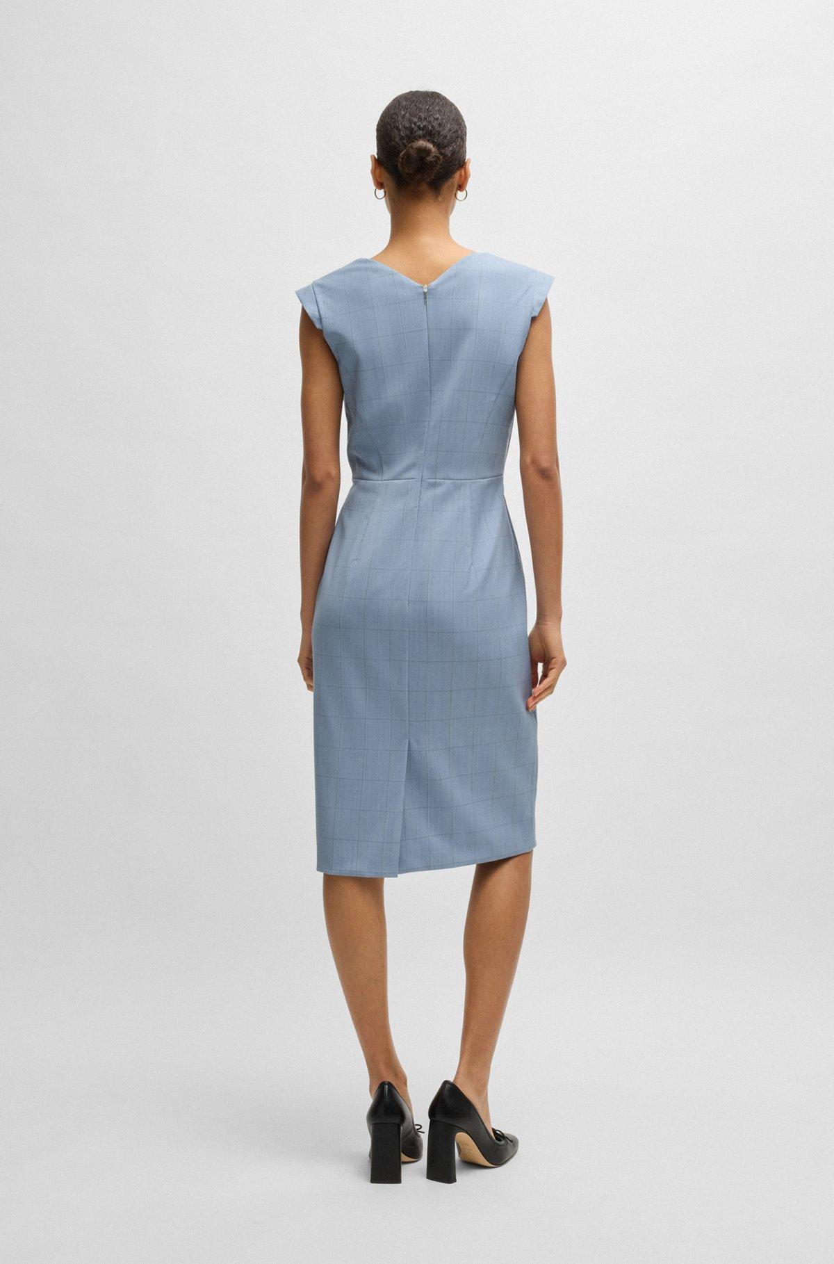 BOSS - Bodycon business dress in checked wool - Patterned Product Image