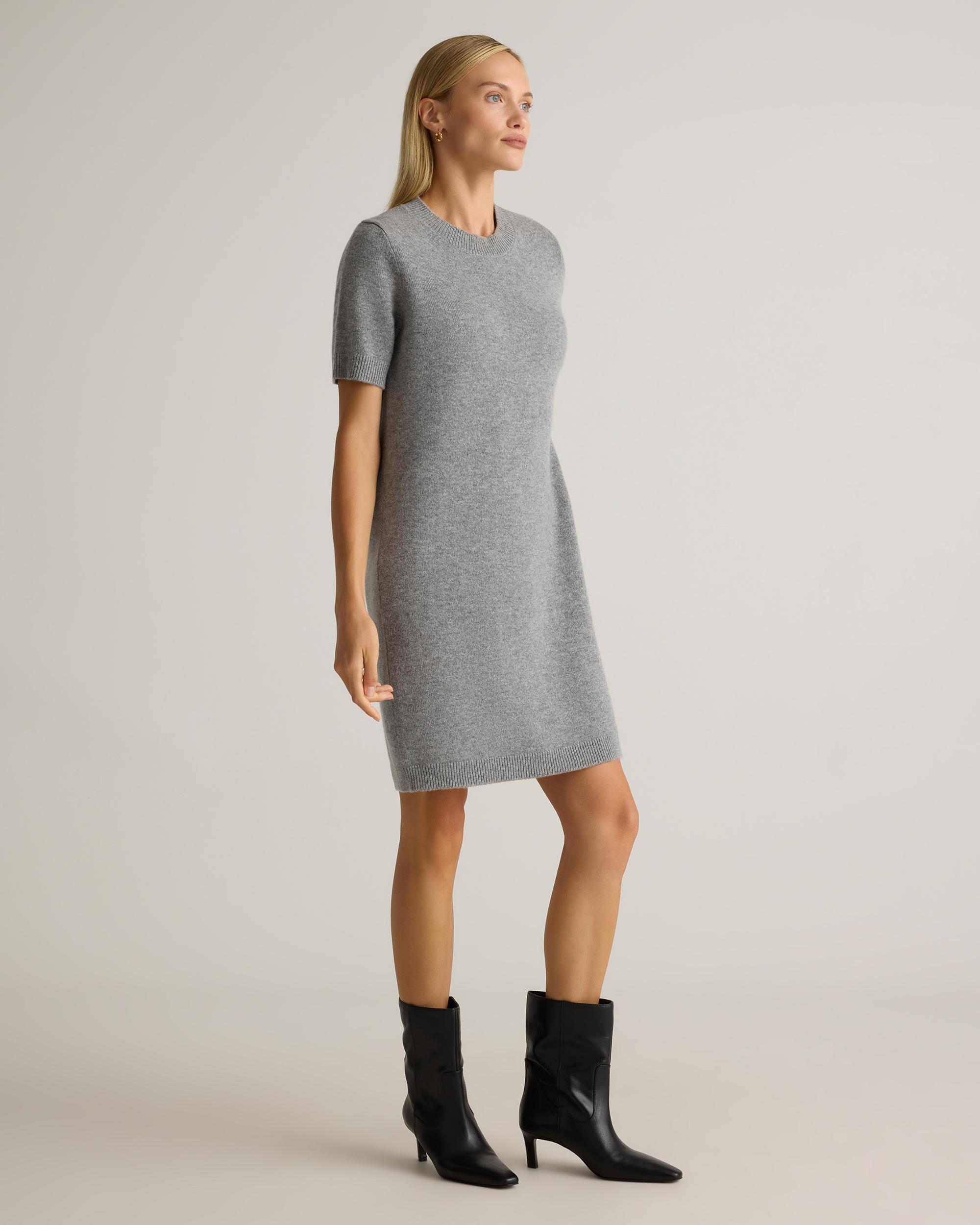 Quince | Women's Mongolian Cashmere Short Sleeve Mini Dress Size XS Product Image