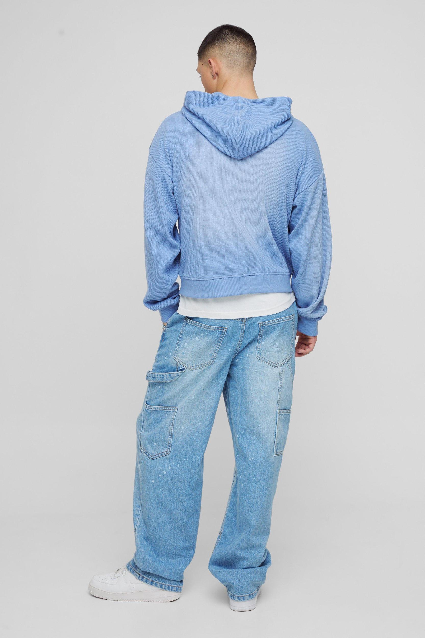 Relaxed Rigid Paint Splatter Carpenter Denim Jeans | boohooMAN USA Product Image