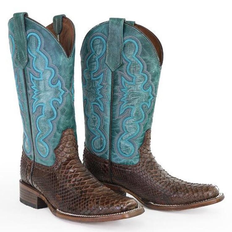 SALE Circle G by Corral® Ladies' Chocolate Python/Blue Square Toe Boots Product Image