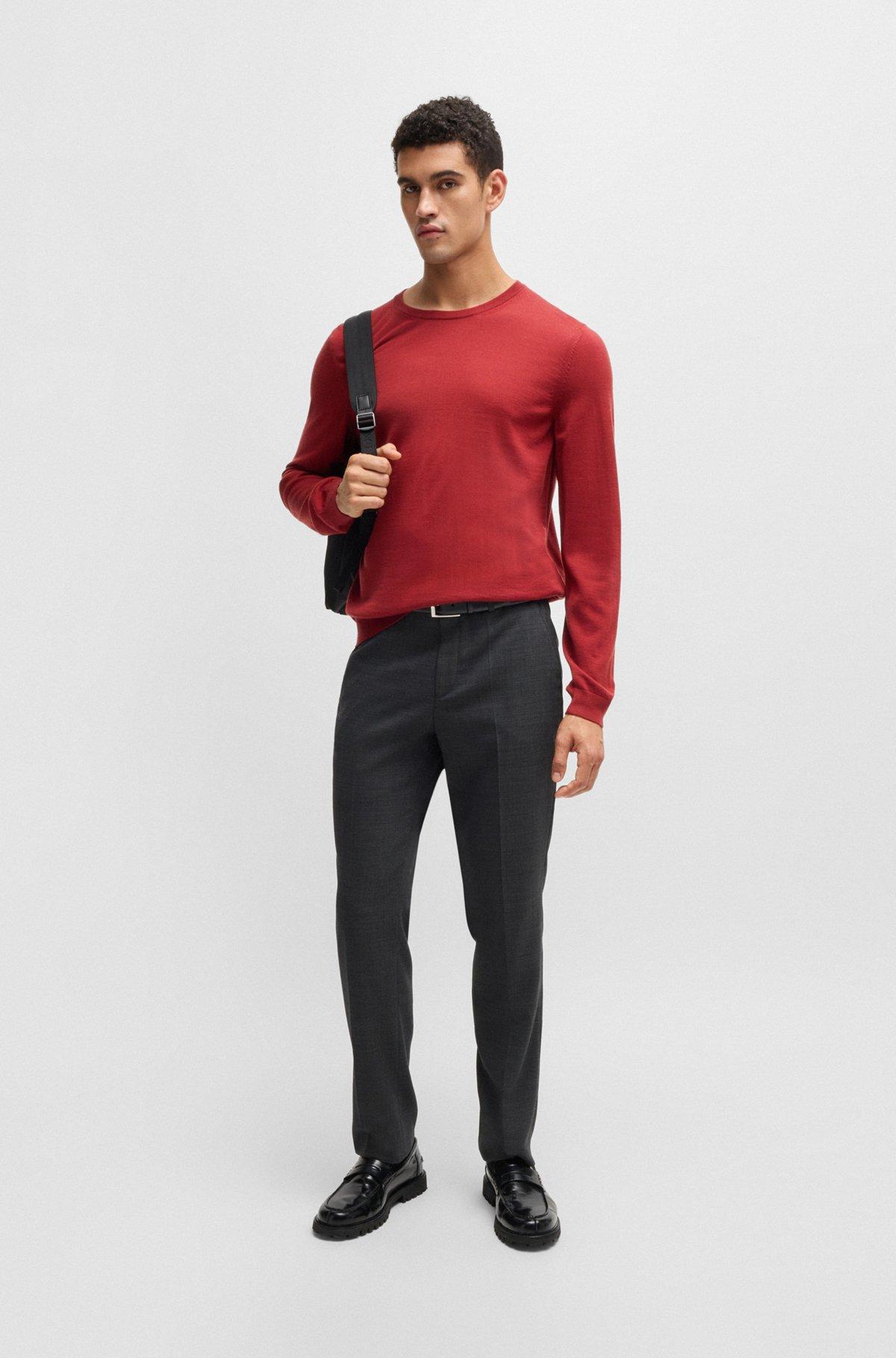 Slim-fit sweater in merino wool with crew neckline Product Image