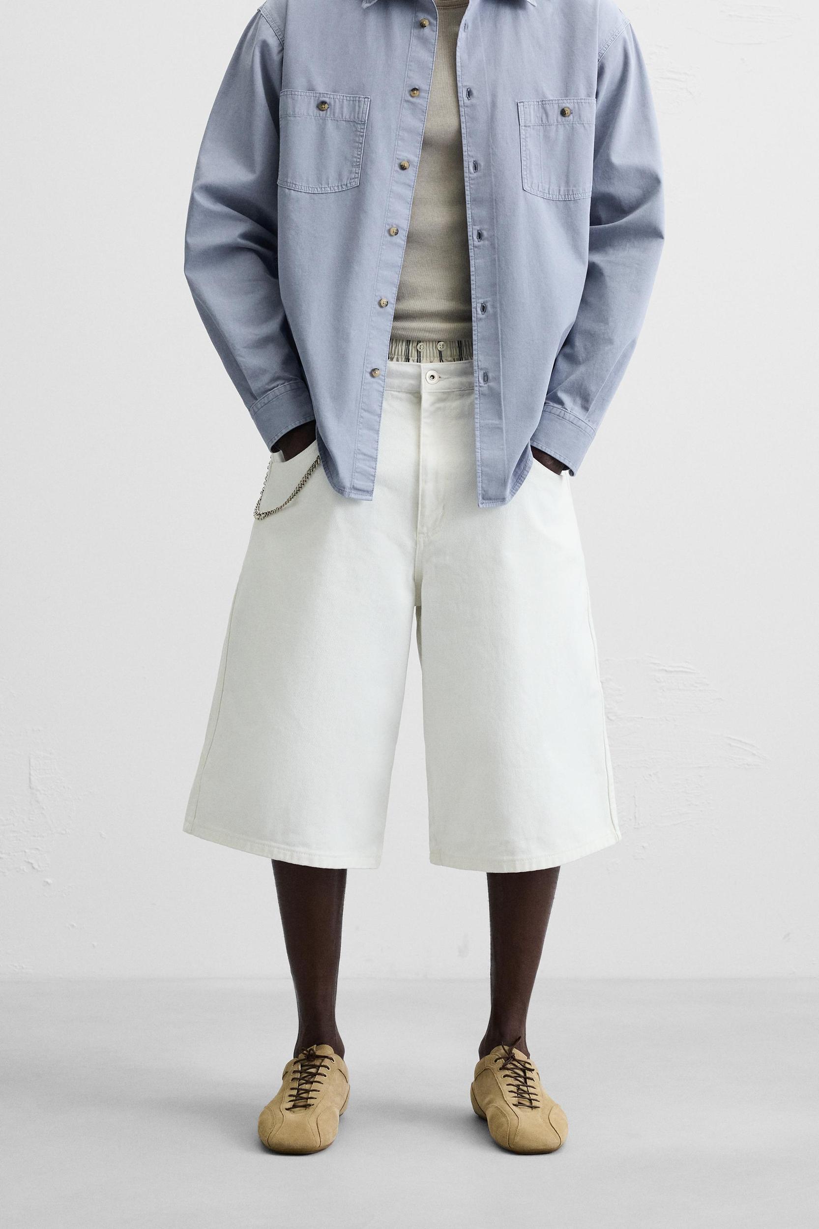 OVERSIZED FIT DENIM BERMUDA SHORTS Product Image