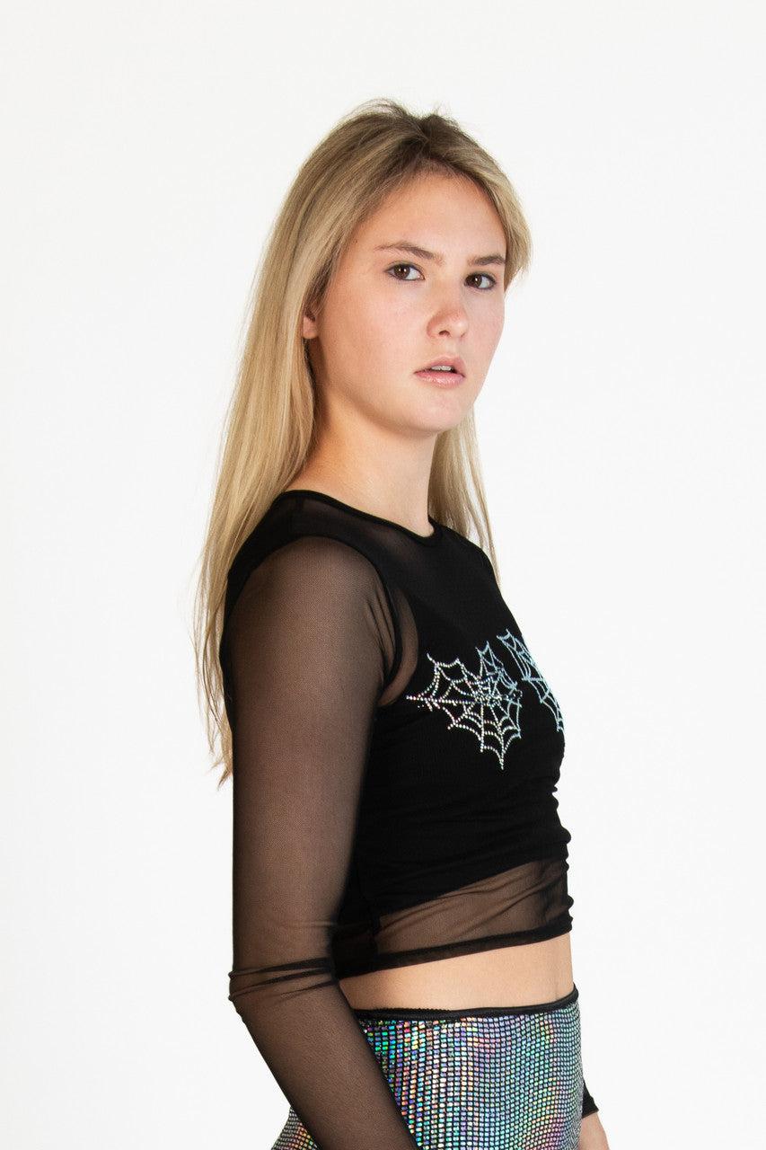 Rhinestone Spiderweb Mesh Top Product Image