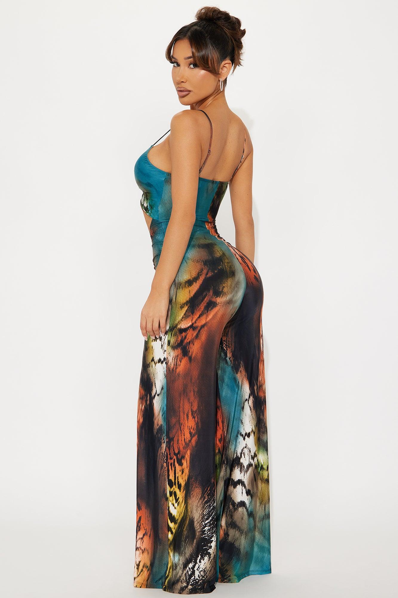 Rhae Cut Out Jumpsuit - Teal/combo Product Image