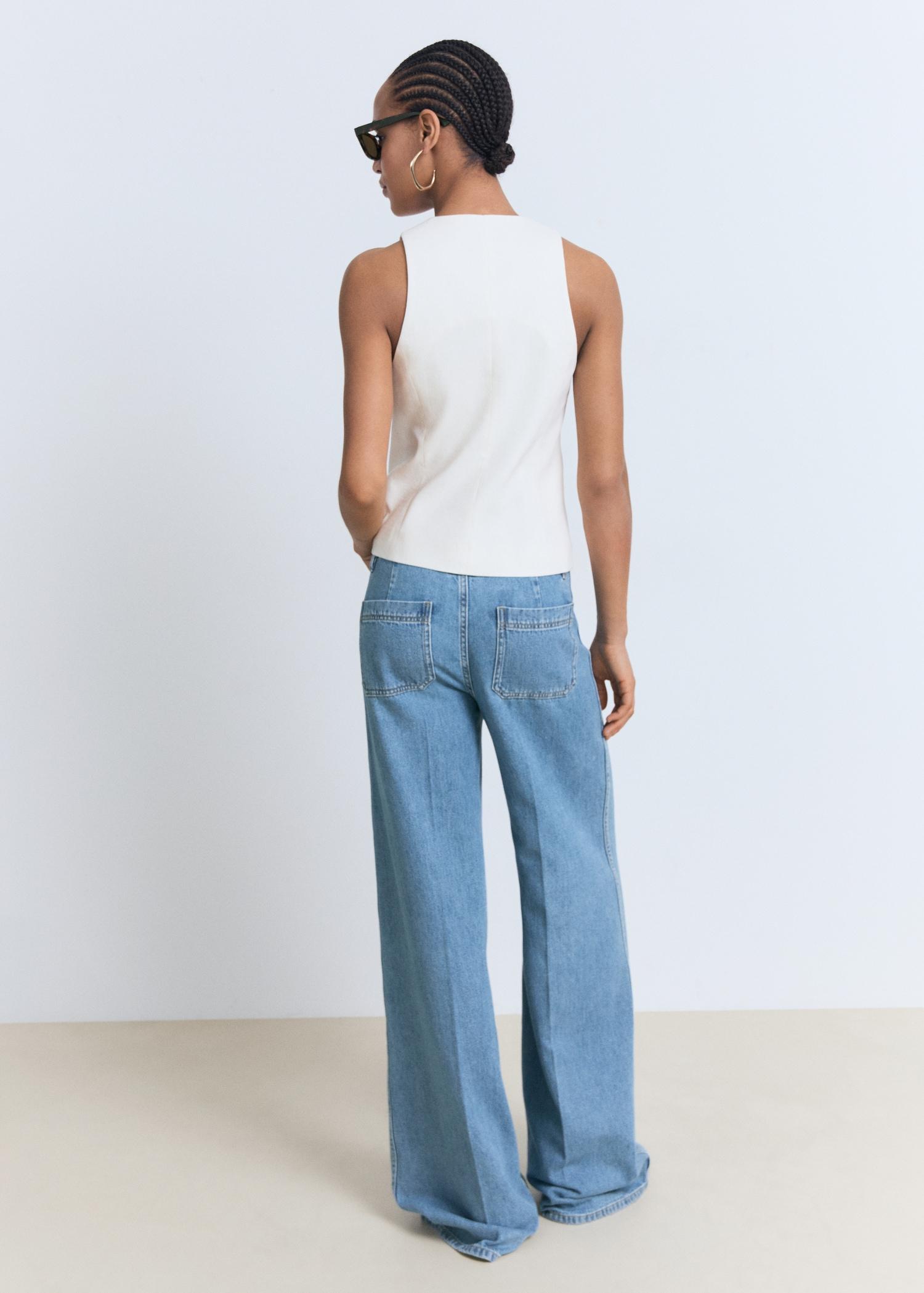 High-rise wideleg  jeans with pockets - Women | MANGO USA Product Image