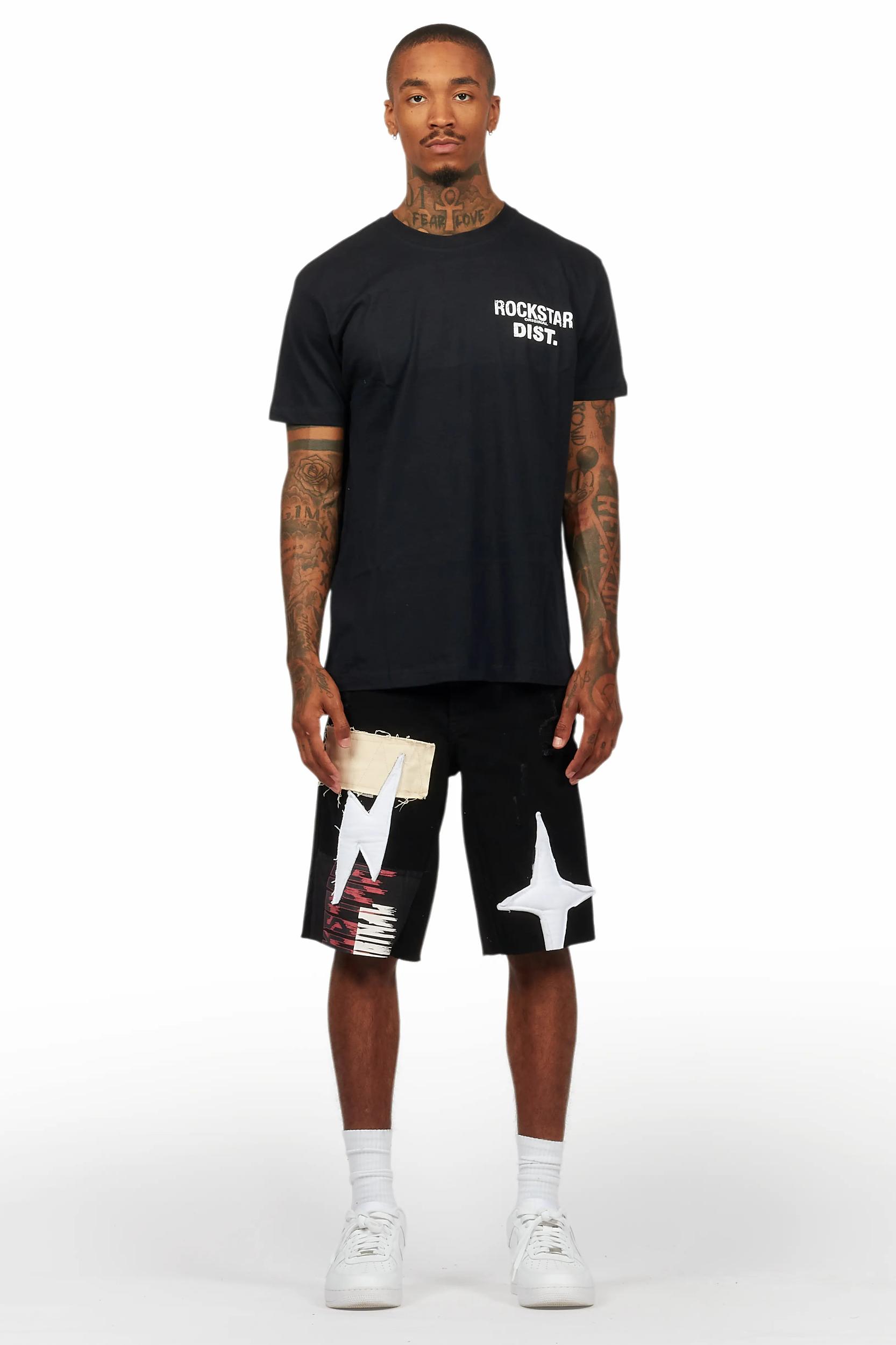 Carlin Black T-Shirt/Denim Short Set Male Product Image