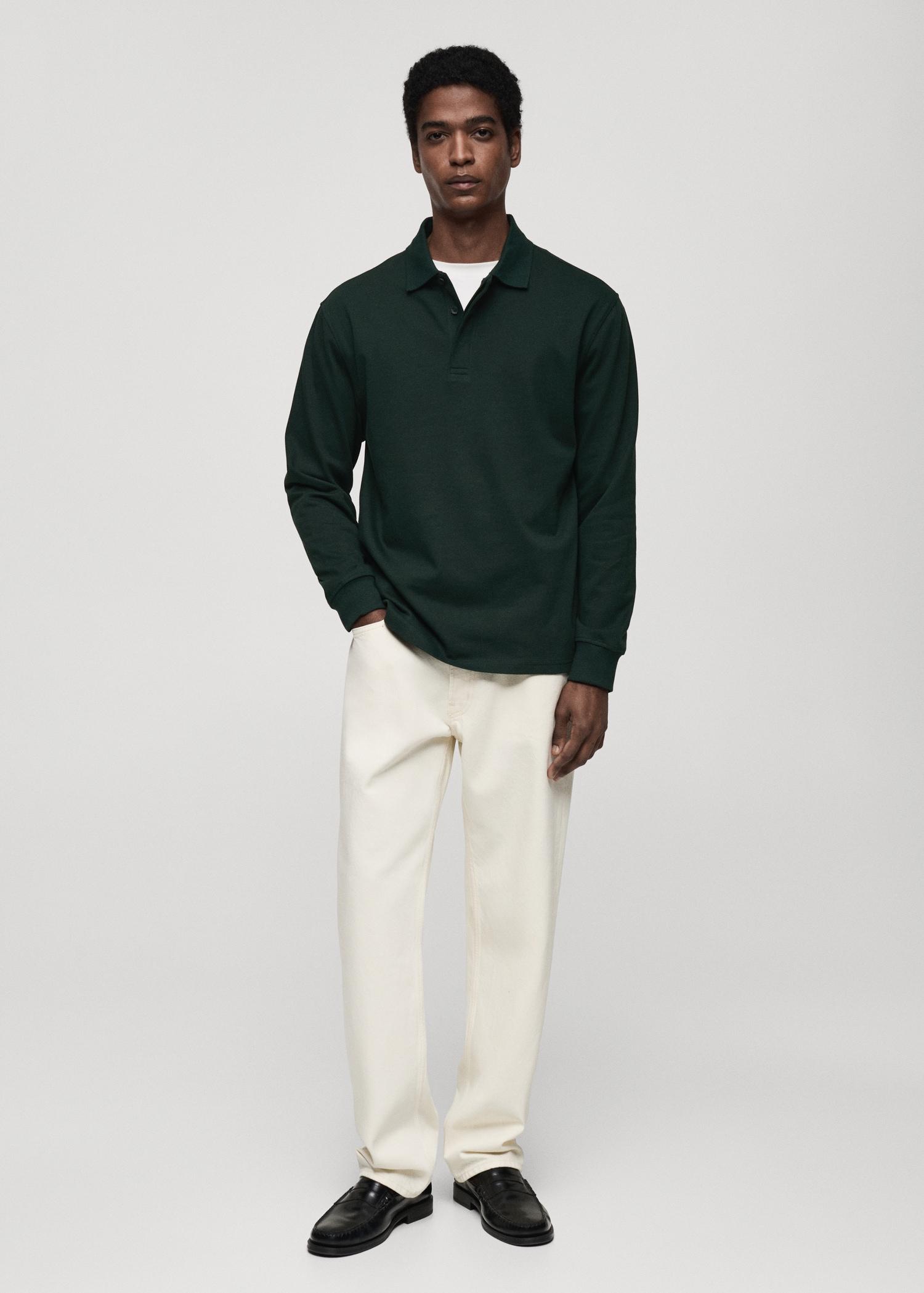 100% cotton polo sweatshirt - Men | MANGO USA Product Image