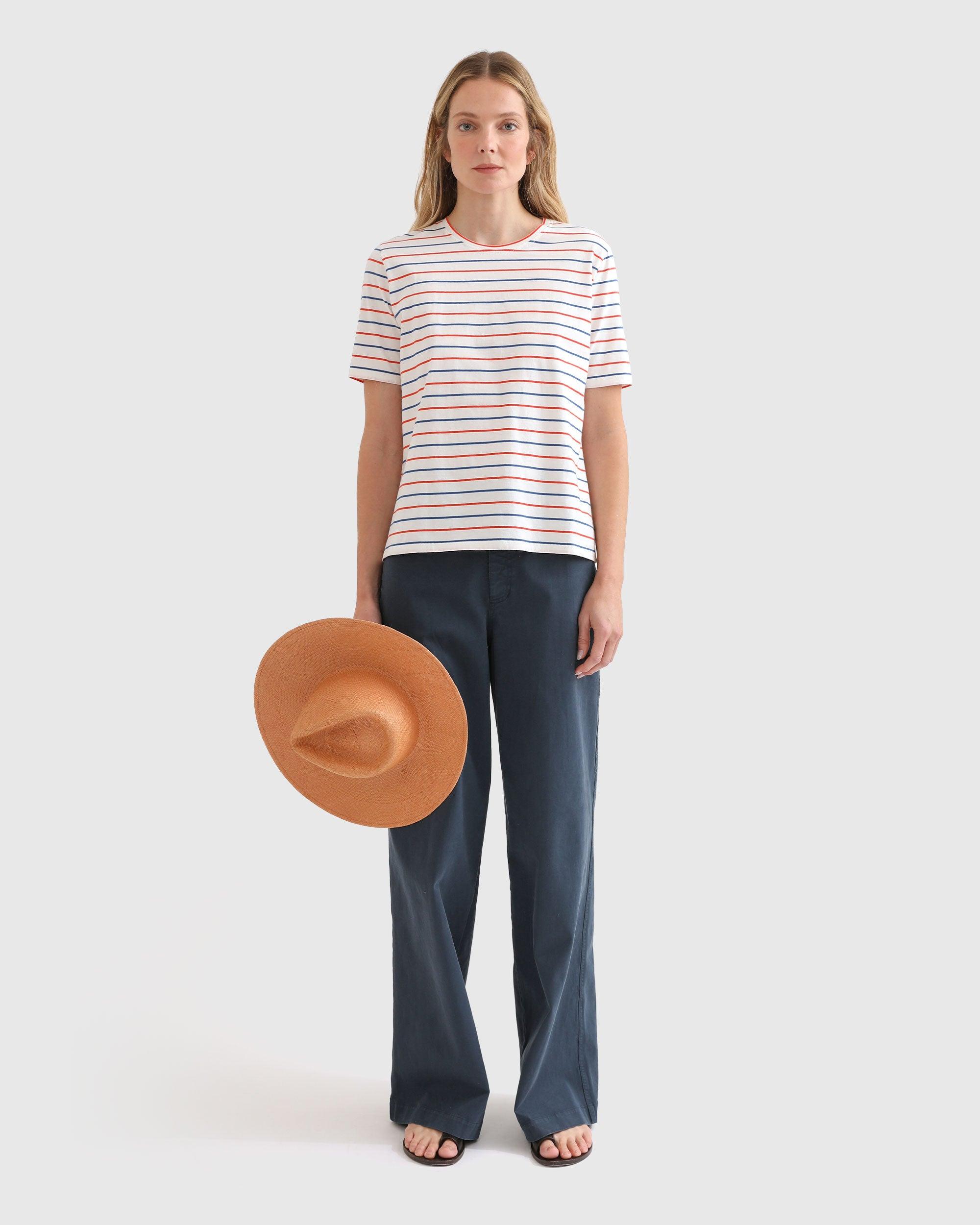 The Modern - White/Blue/Poppy Pinstripe Female Product Image