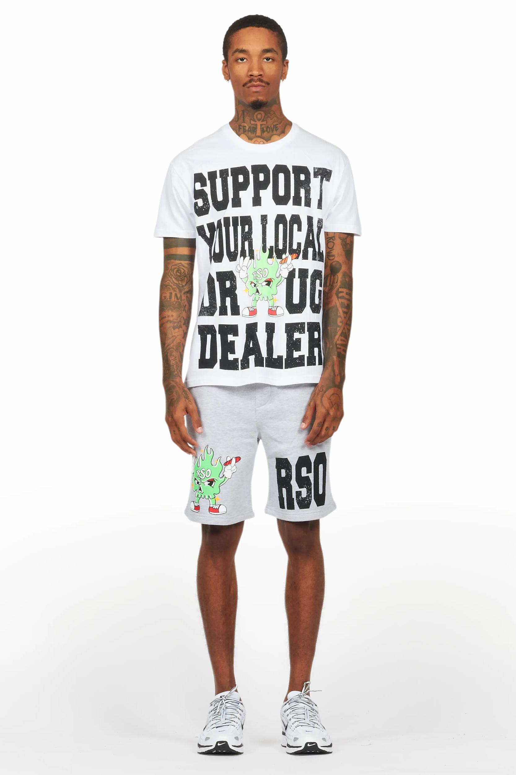 Tarl White/Grey Graphic T-Shirt Short Set Male Product Image