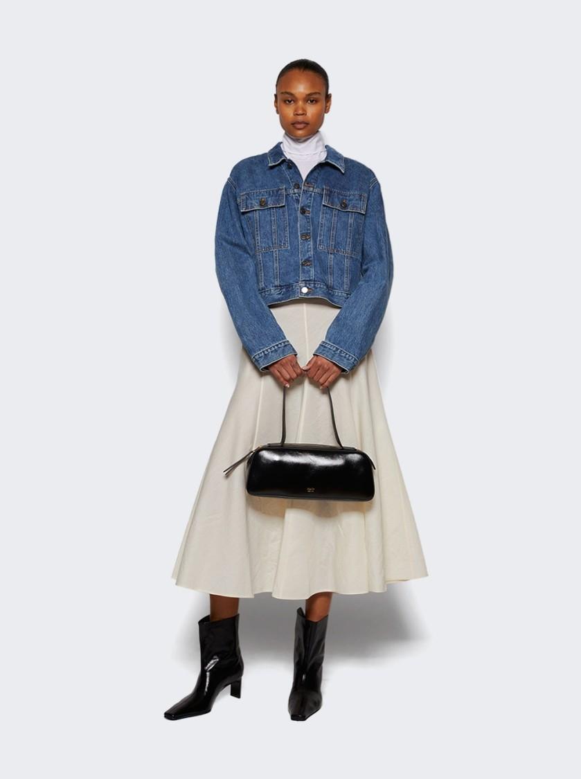 KHAITE Simona Crackle Patent Leather Shoulder Bag In Black Product Image