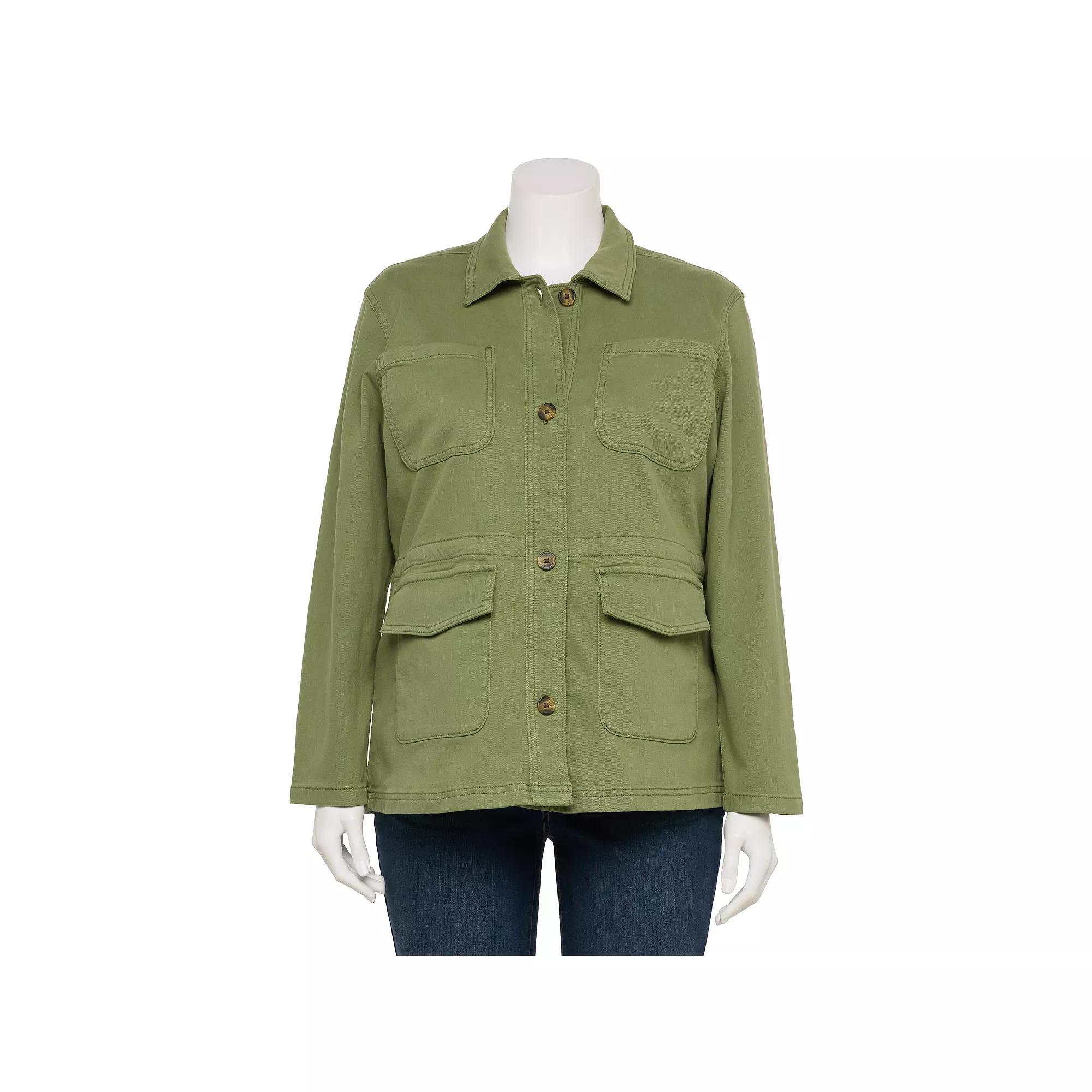 Plus Size LC Lauren Conrad Cinched Waist Cargo Jacket, Women's, Size: 3XL, Addison Green Product Image