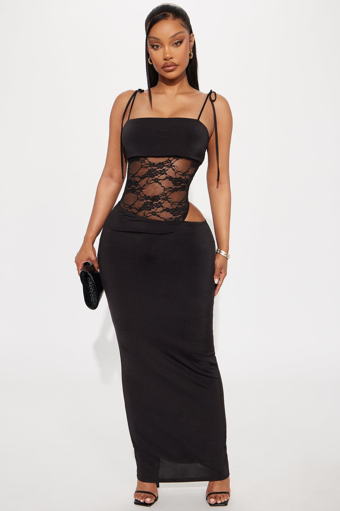 Brina Lace Cut Out Maxi Dress - Black Female Product Image