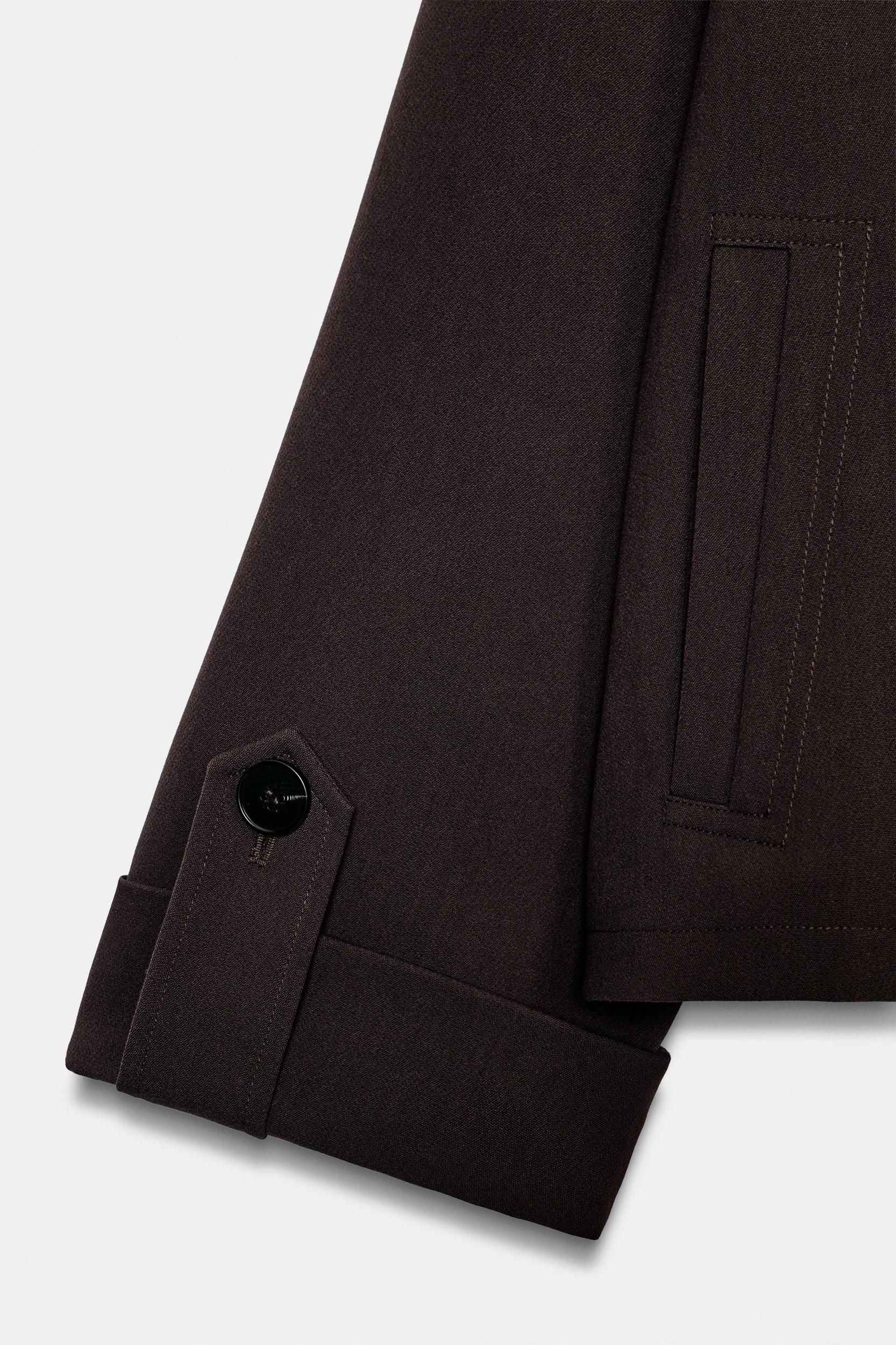 CROPPED TRENCH COAT WITH ROLLED SLEEVES Product Image
