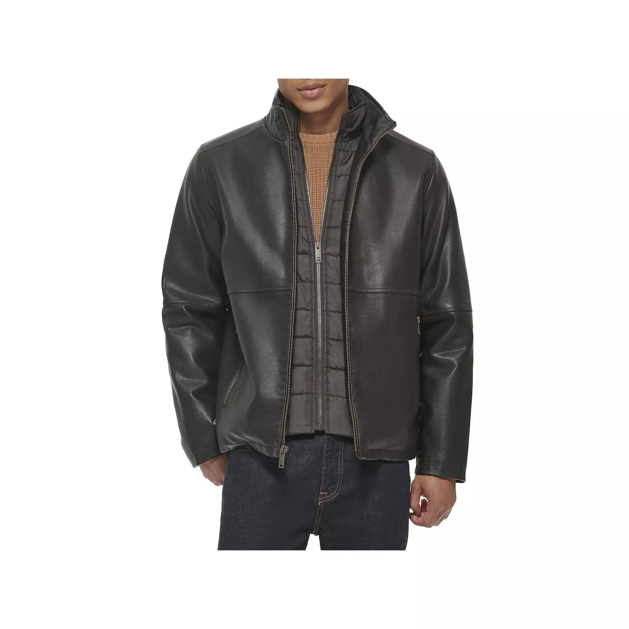 Men's Dockers Faux Leather Jacket with Quilted Bib, Size: XL, Dark Brown Product Image