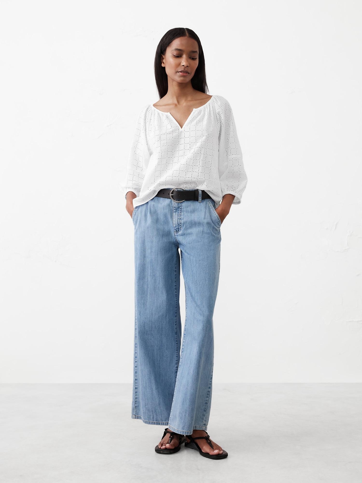 Lantern Sleeve Eyelet Top Product Image