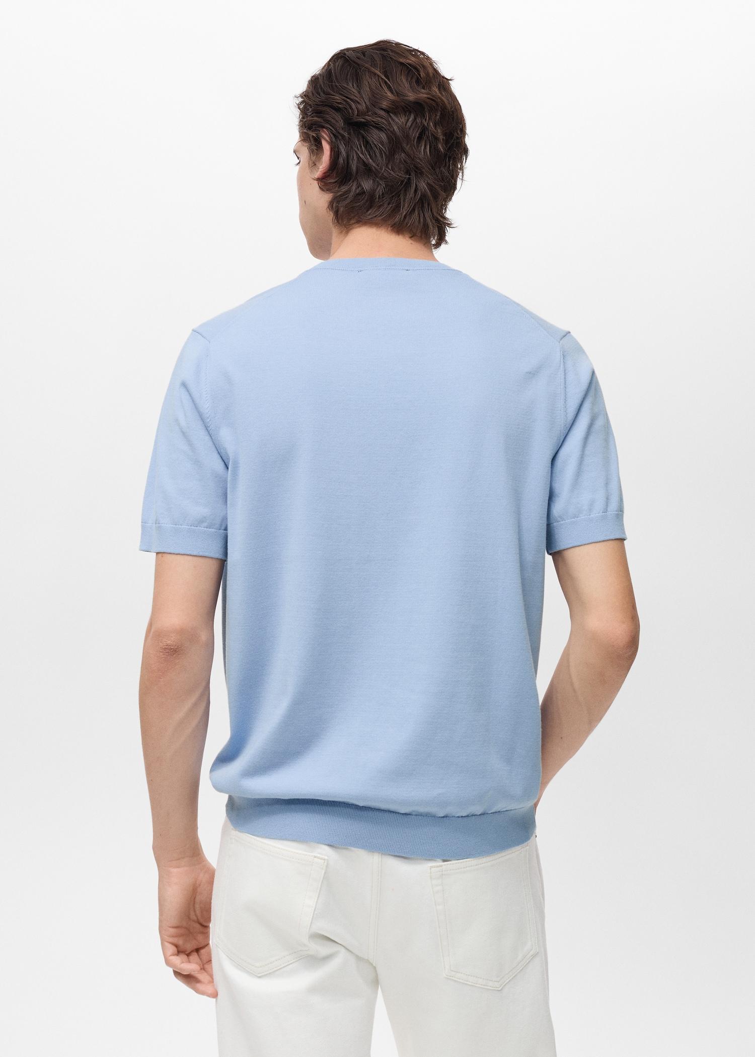 Cotton fine-knit t-shirt - Men | MANGO USA Product Image
