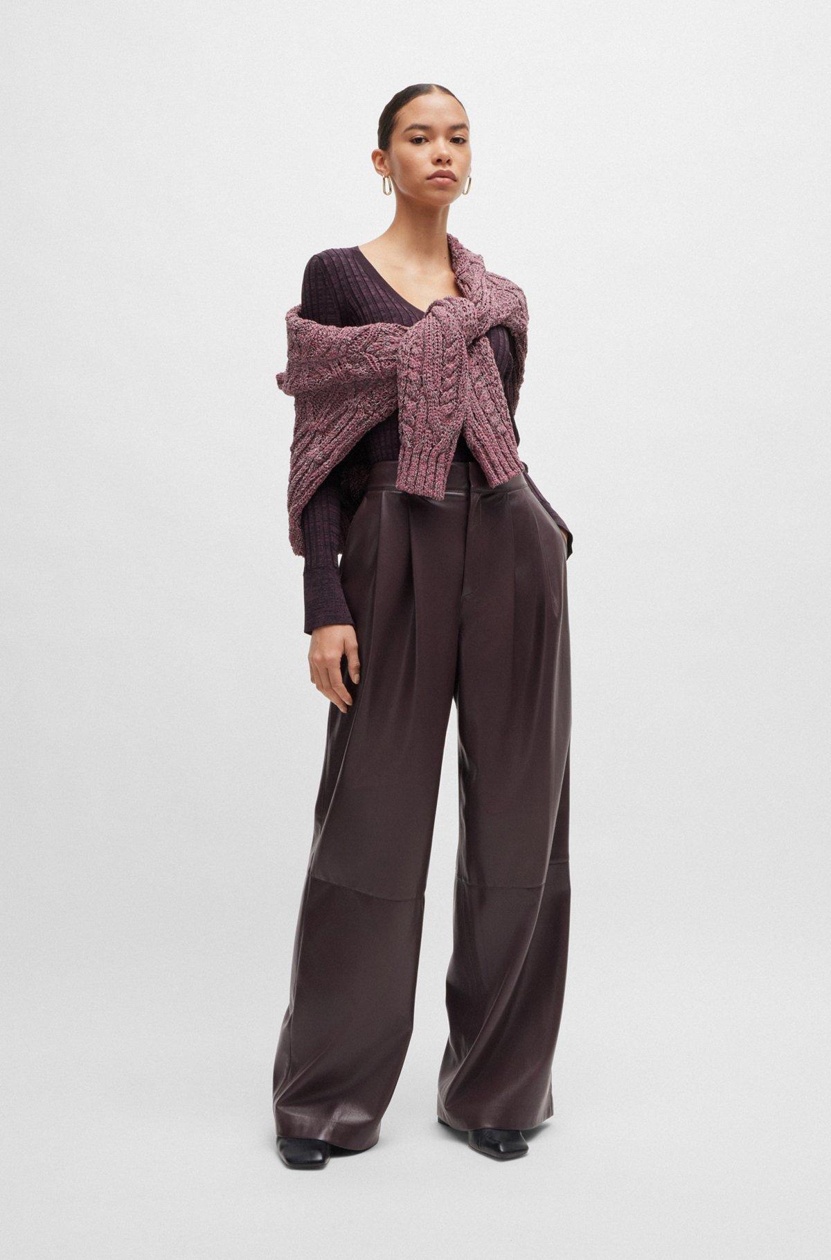 Pleat-front relaxed-fit trousers in faux leather Product Image
