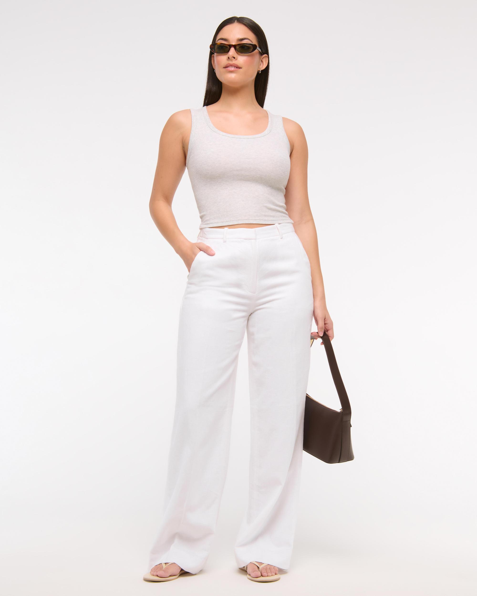 Curve Love Tailored Linen-Blend Wide Leg Pant Product Image