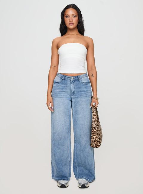 Baseline Strapless Rib Top White Product Image