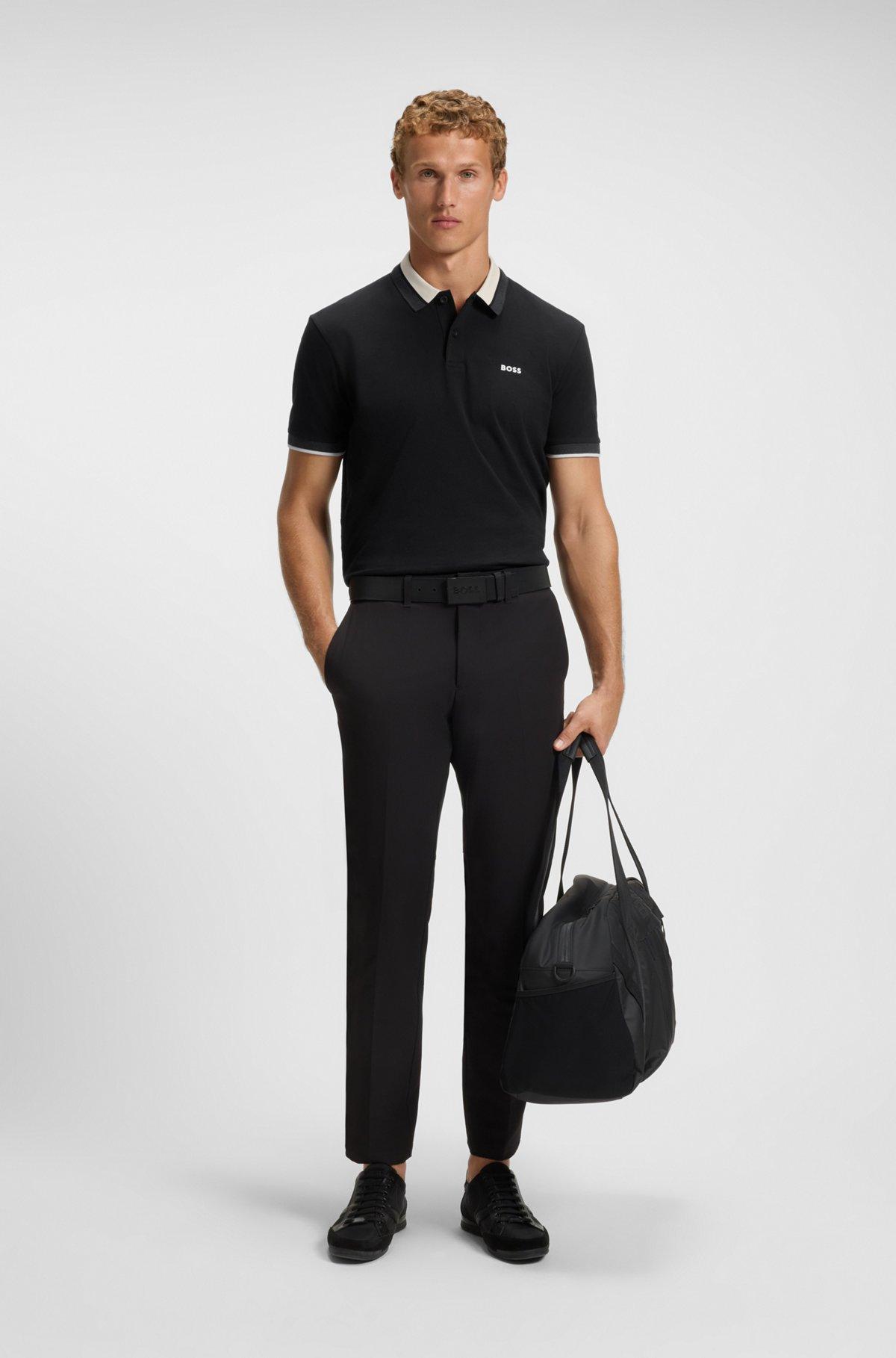 Cotton polo shirt with herringbone structure Product Image